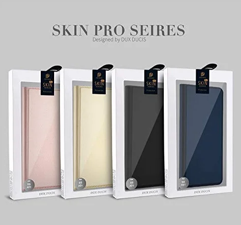 DUX DUCIS Etui do Samsung Galaxy A51, skórzane etui z klapką etui ochronne pokrowiec case z [przegródką na karty] [funkcja stojaka] [zapięcie na magnes] do Samsung Galaxy A51 (granatowy niebieski)