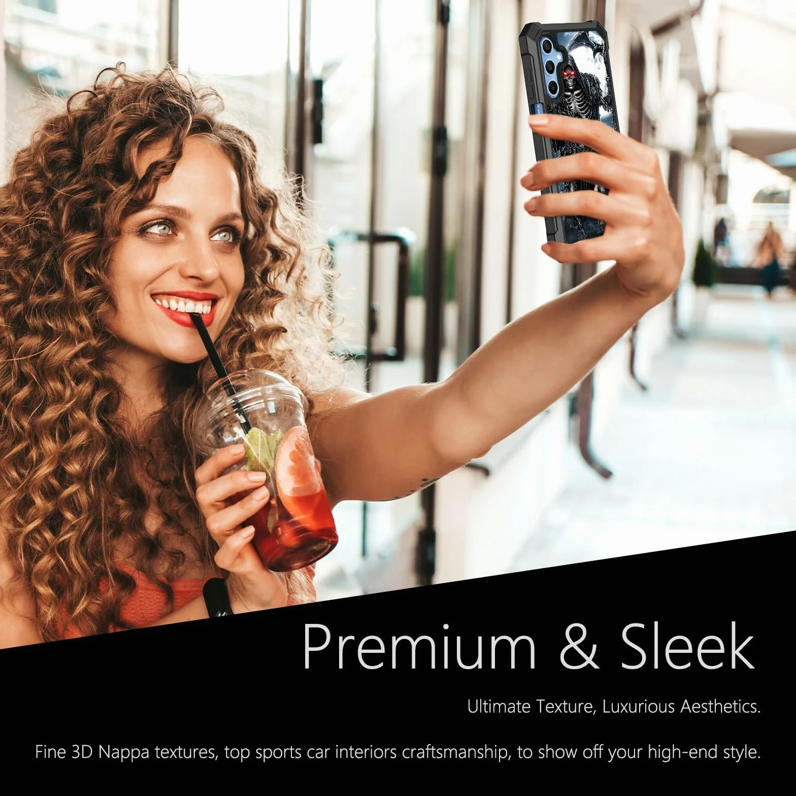 Etui do Samsung Galaxy A15 5G z osłoną ekranu ze szkła hartowanego, wytrzymałe, dwuwarstwowe, hybrydowe, ponure czaszki, żniwiarz, odporne na wstrząsy, ochronne etui na telefon Samsung Galaxy