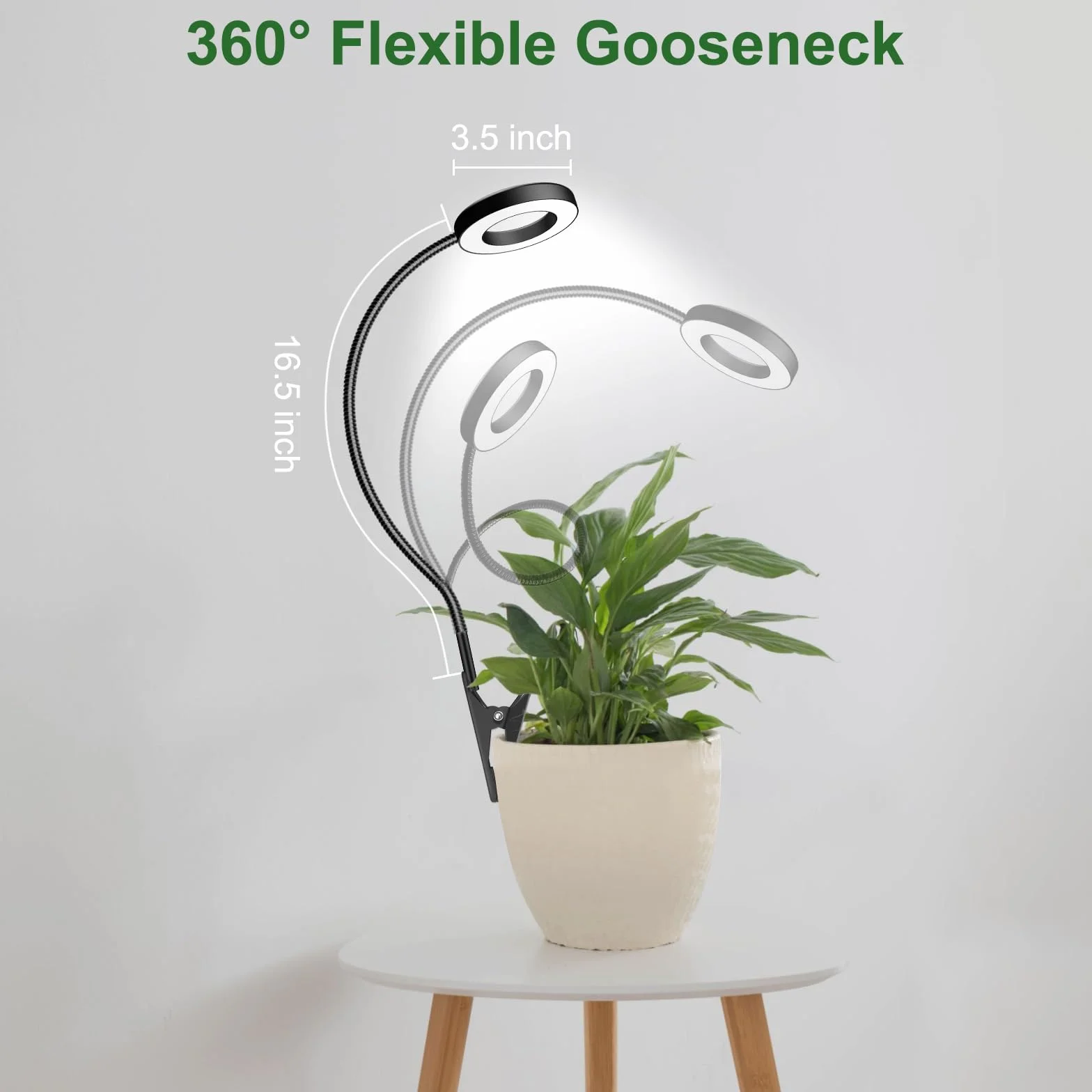 Wolezek Lampa LED do uprawy roślin pełne spektrum 360° łabędzia szyja timer 6/12/16h 5 jasności