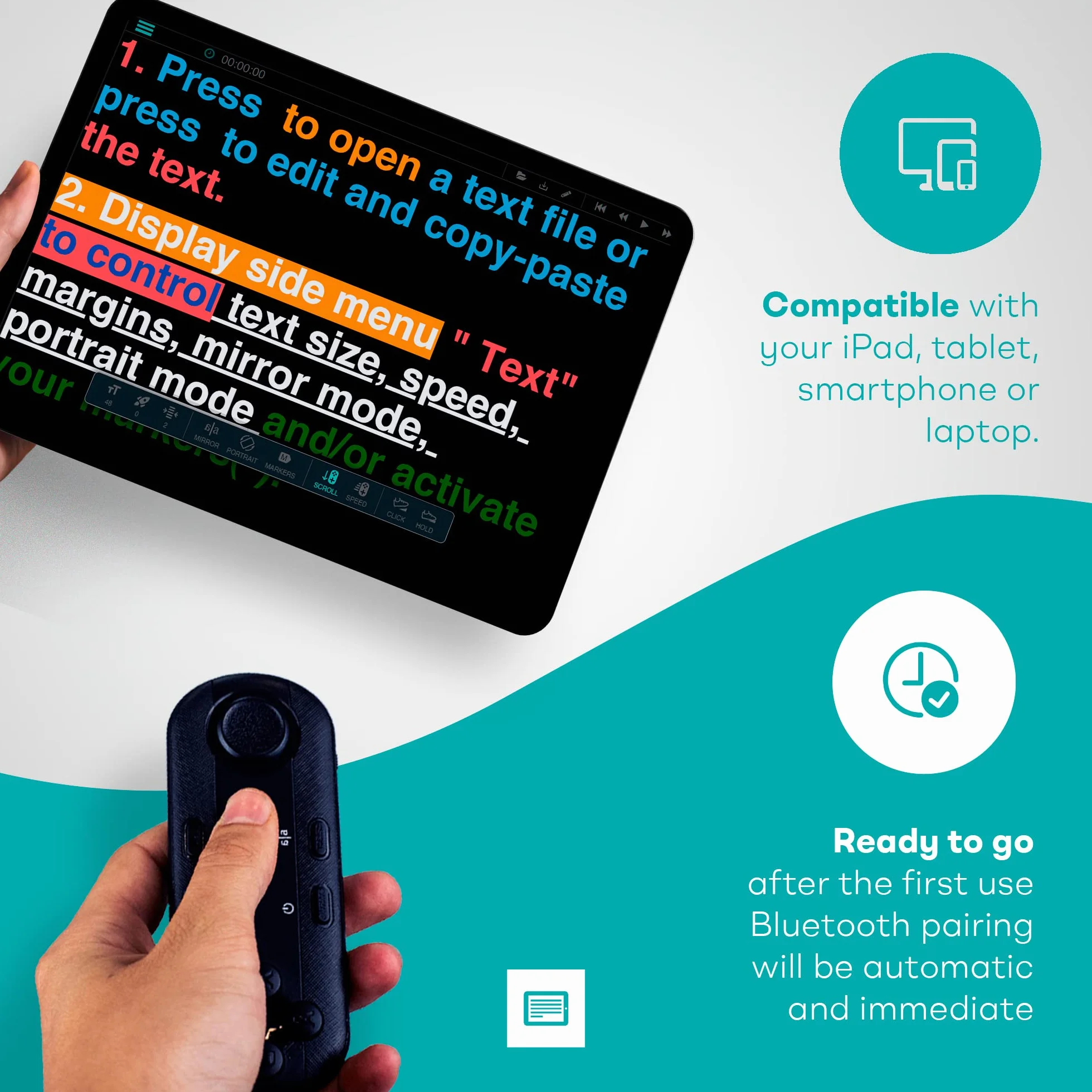 iLight PRO 12" Autocue teleprompter iPad Tablet - zestaw z pilotem, aplikacją, torbą, Beam Splitter Prompter DSLR, iPhone, Apple Android Mac Win