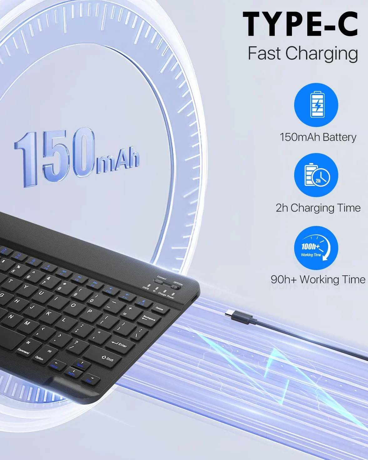 MoKo for iPad Air 11 Inch Case with Keyboard 7th/6th Gen(M4/M3-2026/2025/2024), iPad Air 5th/4th Gen Case 2022/2020 10.9'' with Pencil Holder, Multi-Angle Detachable Bluetooth Keyboard, Black