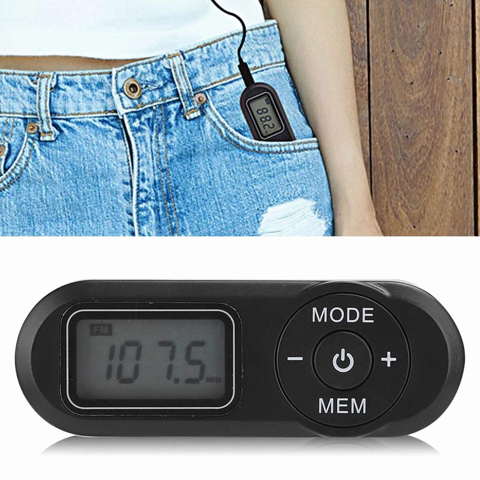 Miniradio FM, przenośne 1,1-calowe radio cyfrowe LCD, mini radio FM, z funkcją wyłączania, radio DAB, czarne radio słuchawkowe, funkcja pamięci DAB