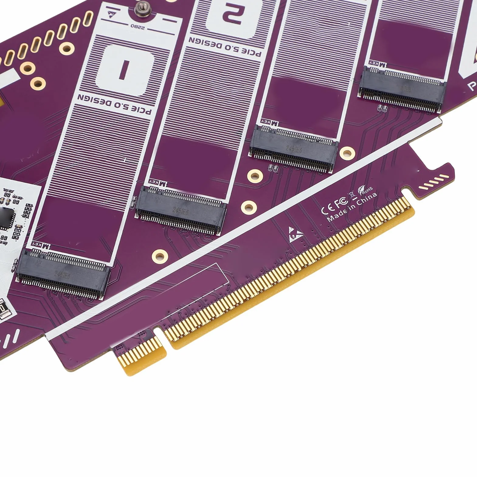 Karta Adaptera PCIe 5.0 NVMe M.2, Pozłacana Płytka PCB X16 na kartę rozszerzeń NVMe, do 512 Gb/s, Plug and Play do Gier Komputerowych Edycja Wideo na Komputerze OS X