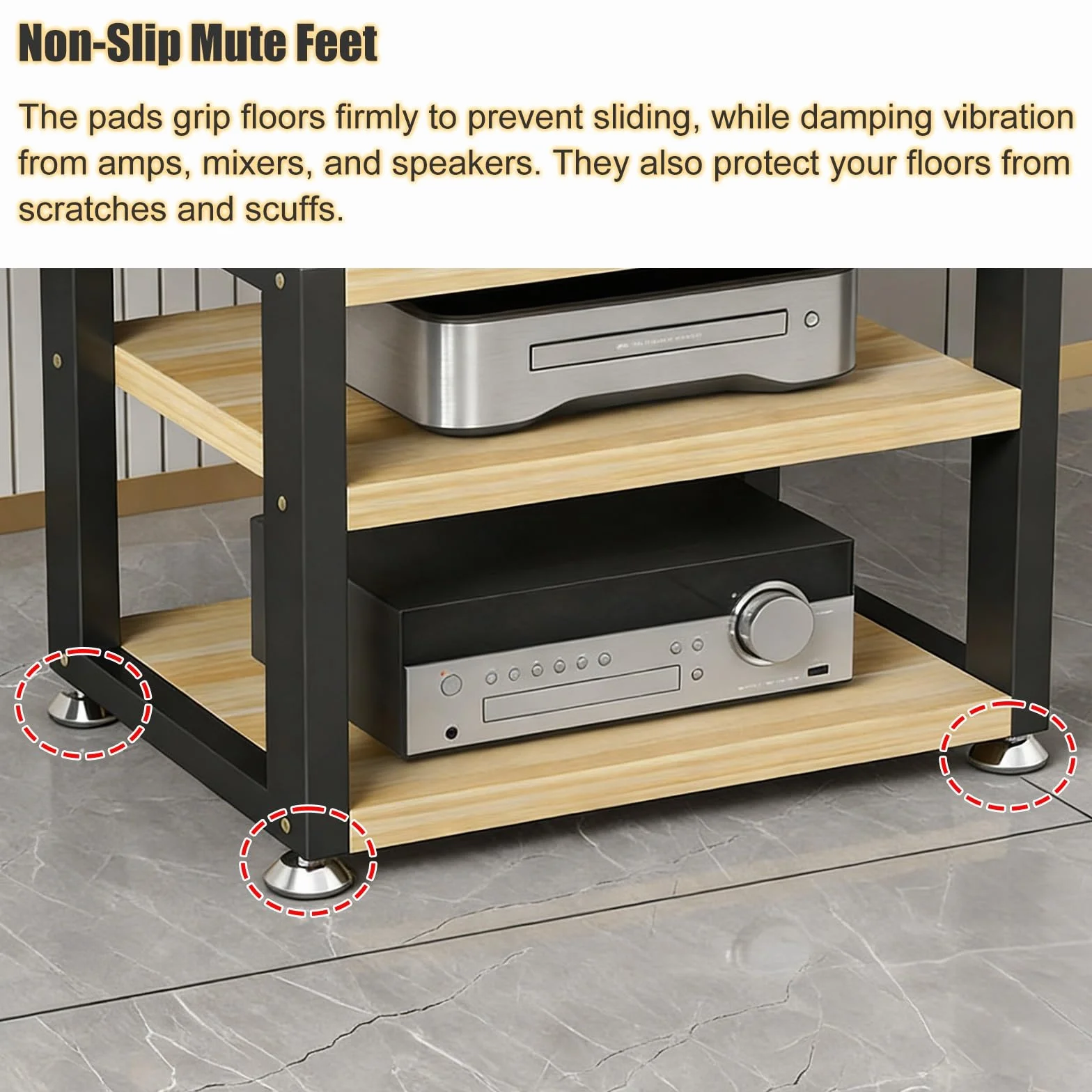 stojak audio hifi Stojaki na sprzęt Hifi, stolik pod telewizor, 4-poziomowa drewniana półka na biurko, szafka na stereo, szafka na głośniki, pionowe stojaki na konsole do gier(#1,W 45CM(17 7/10IN))