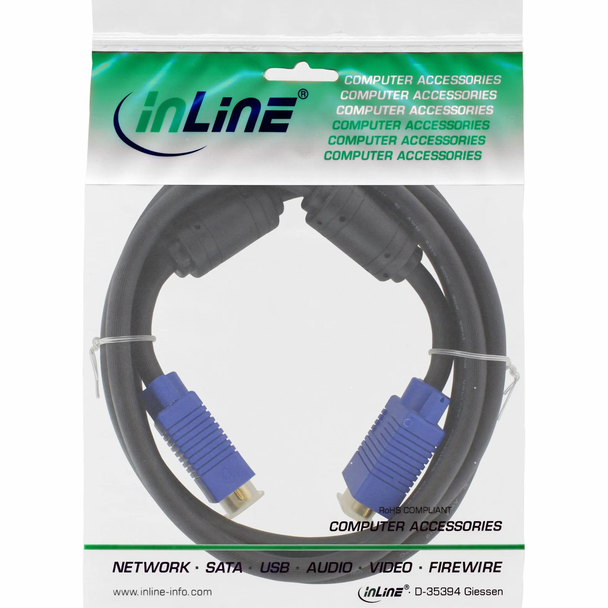 InLine 17805S S-VGA kabel Premium, 15-biegunowa wtyczka HD/wtyczka, czarny, 0,5 m