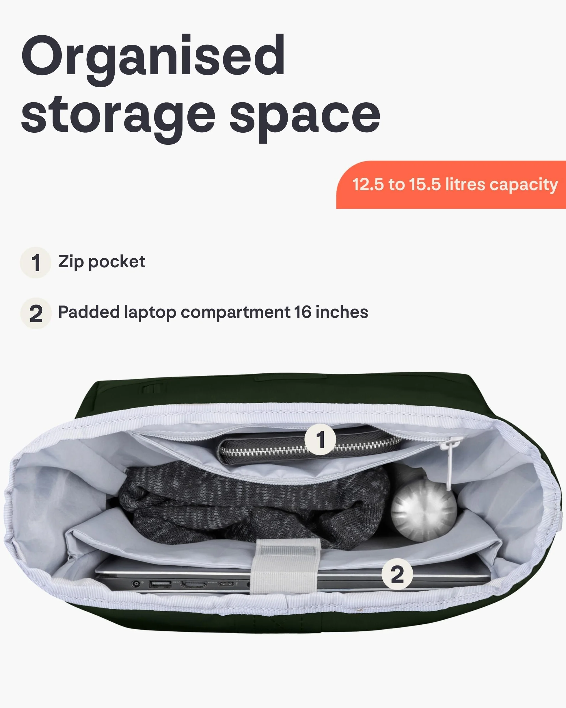 Johnny Urban Plecak damski męski - Robin Medium - Roll Duży top dla szkoły, uniwersytetu, pracy - schowek na laptopa - Wodoodporny