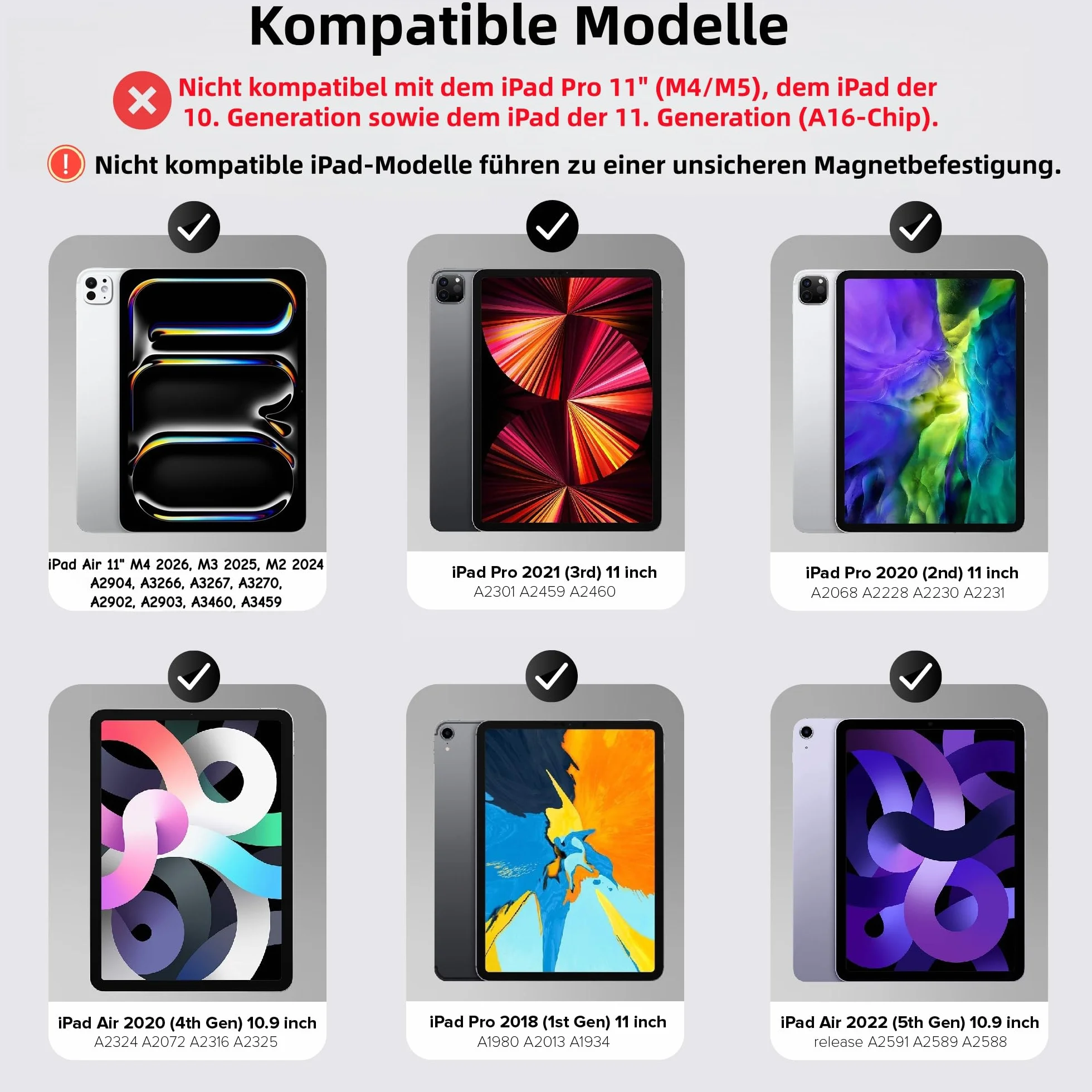 Magic Keyboard Case do iPad Air 11 cali (M3/M2, 2025/2024), Pro 11 (4/3./2./1. Gen) & Air 5./4. Gen 10,9", magnetyczna obudowa klawiatury z gładzikiem, QWERTZ