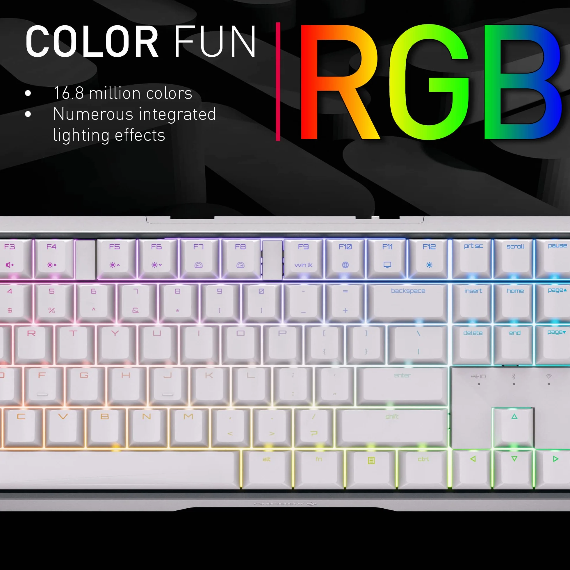 CHERRY MX 3.0S bezprzewodowa mechaniczna klawiatura gamingowa z oświetleniem RGB, układ francuski (Azerty), Bluetooth, połączenie bezprzewodowe lub kablowe, przełączniki MX RED, biała