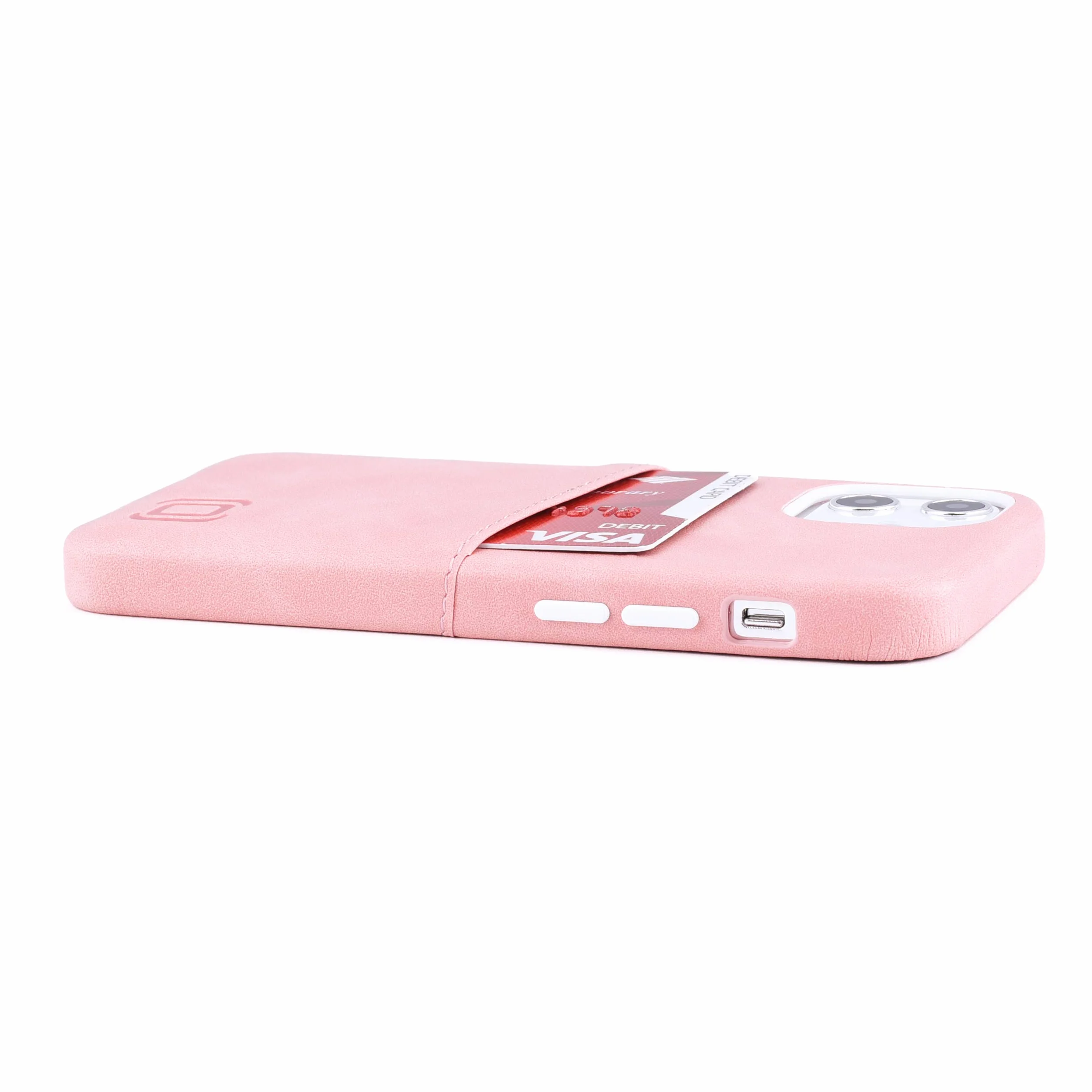 Dockem Etui portfelowe na iPhone 12 mini, wbudowana metalowa płytka magnetyczna, 1 uchwyt na kartę, 13.7 cm, gładka skóra syntetyczna różowy