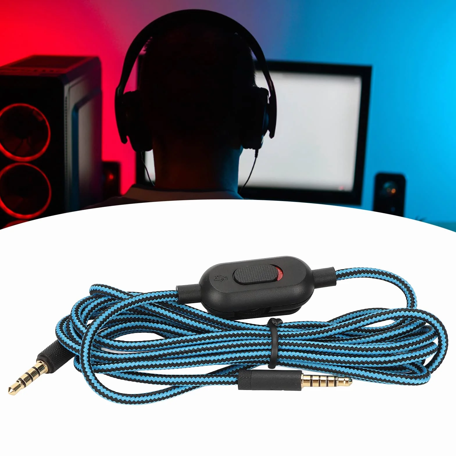 Ejoyous Kabel do słuchawek zamiennych do słuchawek gamingowych, tkany kabel do słuchawek z regulacją głośności i wyłącznikiem wyciszającym do G Pro G Pro X G433 (niebieski)