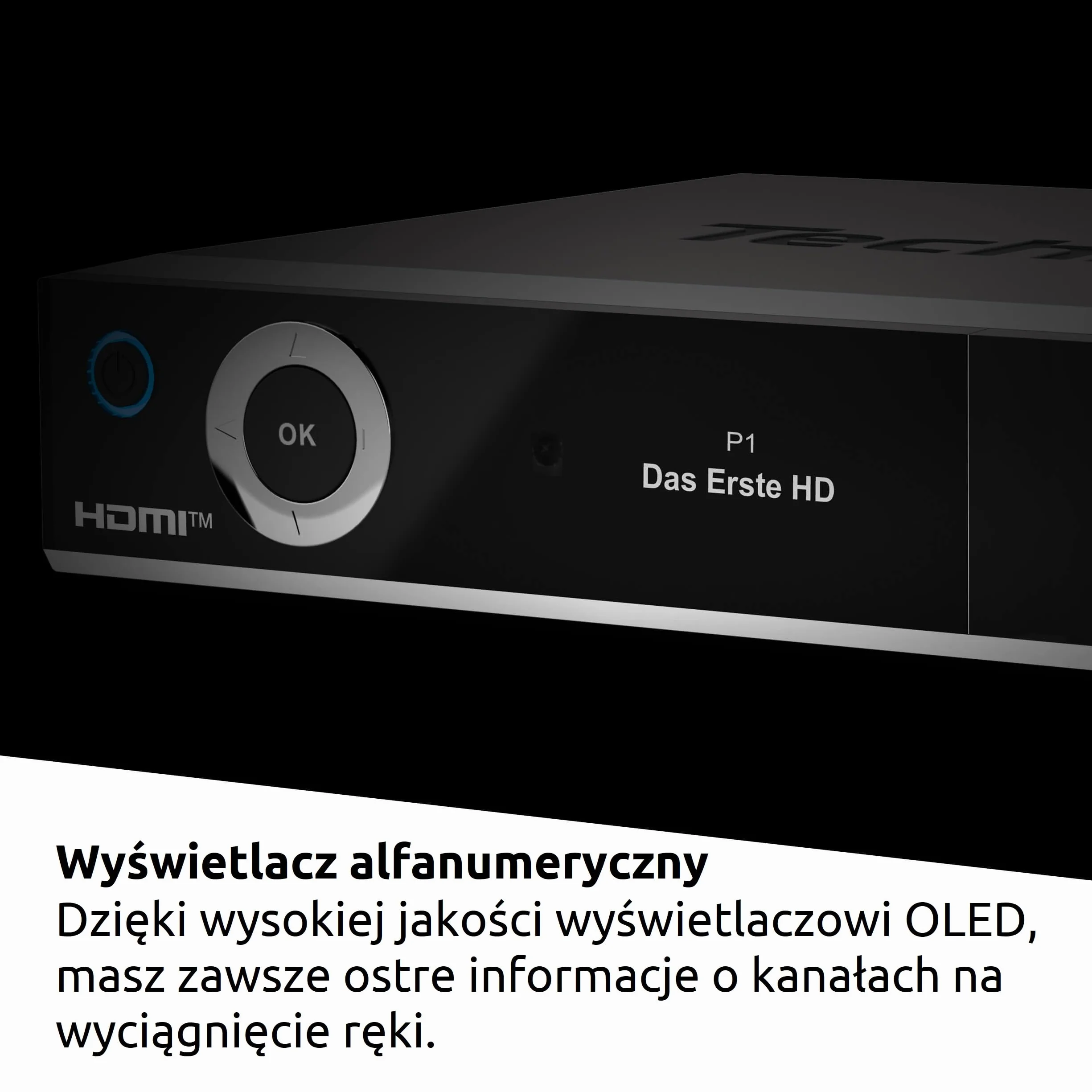 TechniSat DIGIPLUS UHD S2-4K Sat Odbiornik z alfanumerycznym wyświetlaczem i Twin Tunerem (DVB-S/DVB-S2, HEVC, H.265, sterowanie aplikacją, funkcja nagrywania PVR, WLAN, LAN, CI+, USB, OLED) czarny