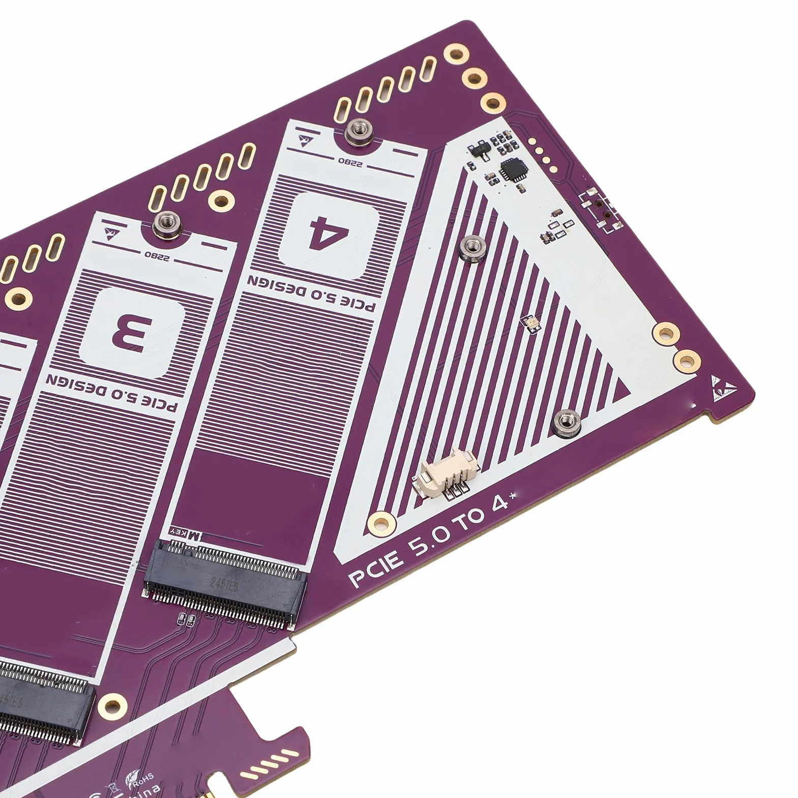 Karta Adaptera PCIe 5.0 NVMe M.2, Pozłacana Płytka PCB X16 na kartę rozszerzeń NVMe, do 512 Gb/s, Plug and Play do Gier Komputerowych Edycja Wideo na Komputerze OS X
