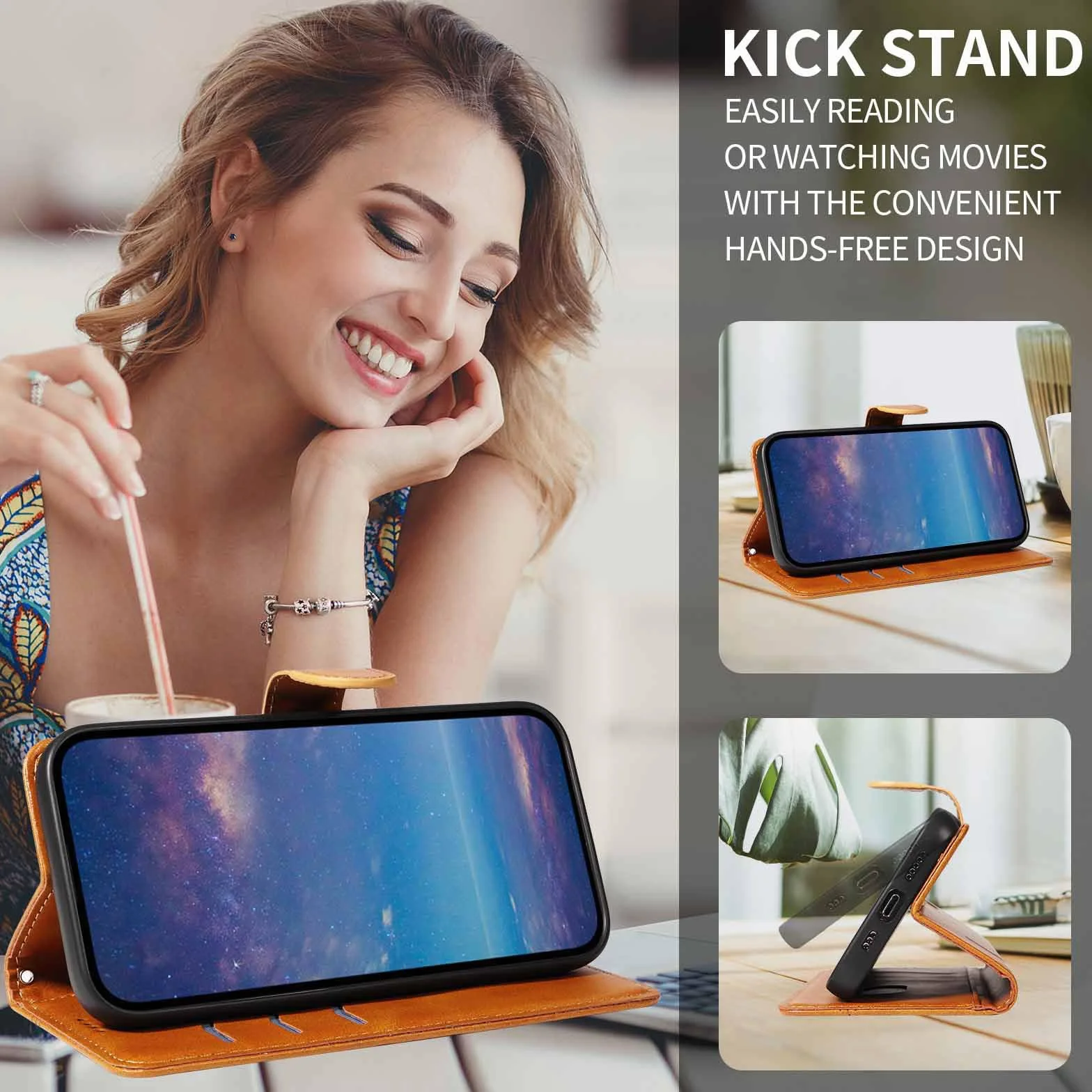Etui z klapką do Samsung Galaxy S25 Ultra/S25 Plus/S25, skórzane etui portfelowe na telefon z stojakiem na karty, etui foliowe, odporne na wstrząsy, z tworzywa TPU wewnątrz, żółte, S25plus