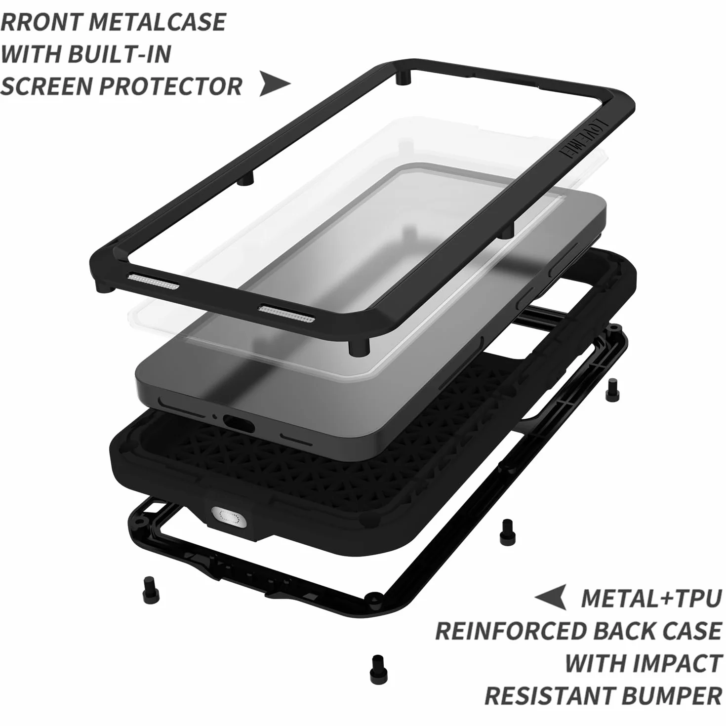 LJFLYXRI Wytrzymałe etui ochronne na całą obudowę do Galaxy S24 Plus, wytrzymałe aluminiowe i silikonowe, odporne na wstrząsy etui z wbudowaną osłoną ekranu (srebrne, S24 Plus)