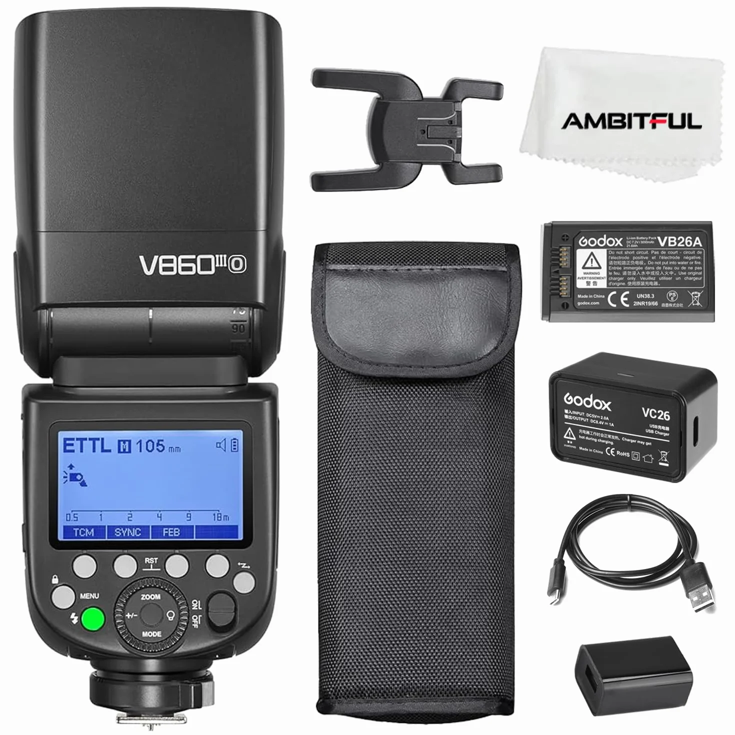Godox V860III-O TTL 2.4G GN60 HSS Speedlite dla Olympus z 10-Szybkim Modyfikatornym Światłem, Jednoklawiszowy TTL, 2600 mA, ekstremalnie szybkie odzyskiwanie baterii
