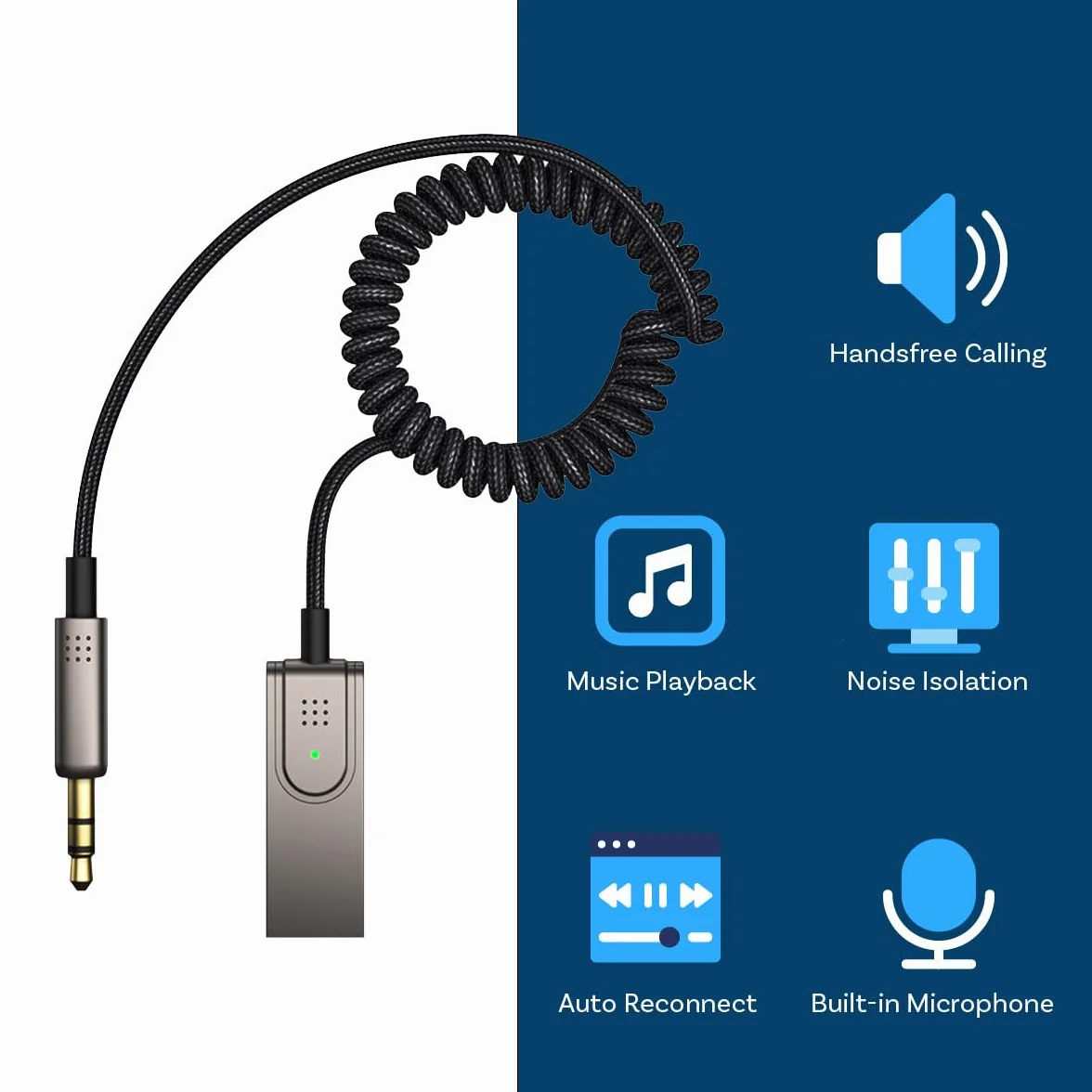MMOBIEL Bluetooth Odbiornik Samochodowy USB 3,5 mm AUX Adapter z Mikrofonem