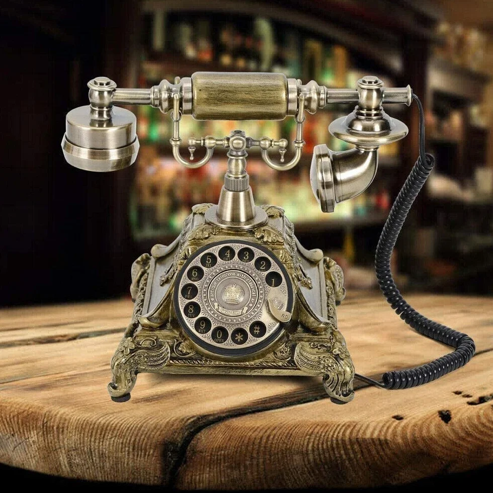 Telefon Zabytkowy, Klasyczny, Modny, Europejski, Antyczny, Retro, Z Żywicy, Zabytkowy, Przewodowy, Telefon Stacjonarny, Biurkowy, Z Tarczą Obrotową, Telefon Domowy I Biurowy