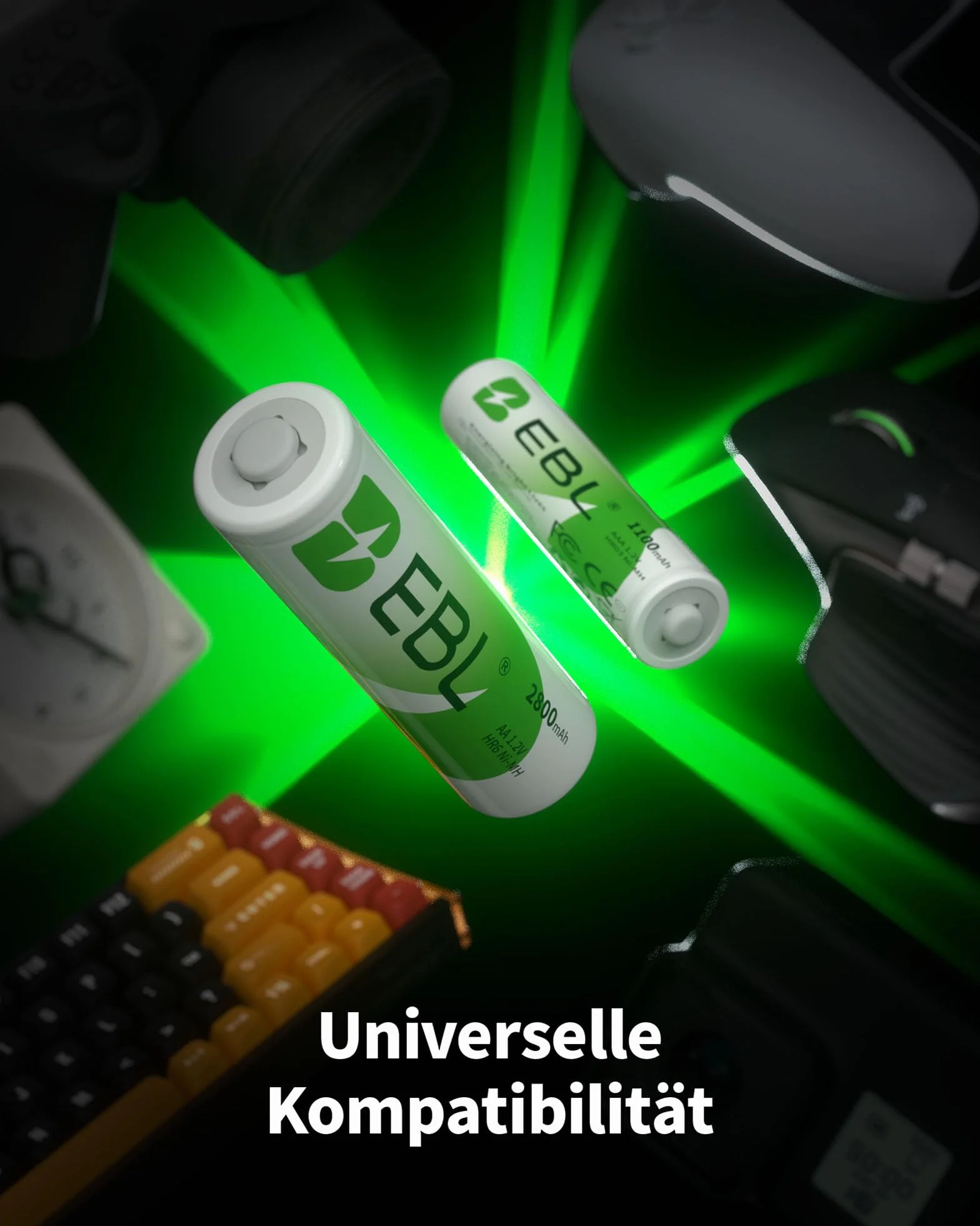 Akumulator AA AAA, 20 sztuk w opakowaniu: EBL 10 x 2800 mAh AA + 10 x 1100 mAh AAA – możliwość ponownego ładowania, niski poziom samorozładowania, idealny do urządzeń o wysokiej wydajności