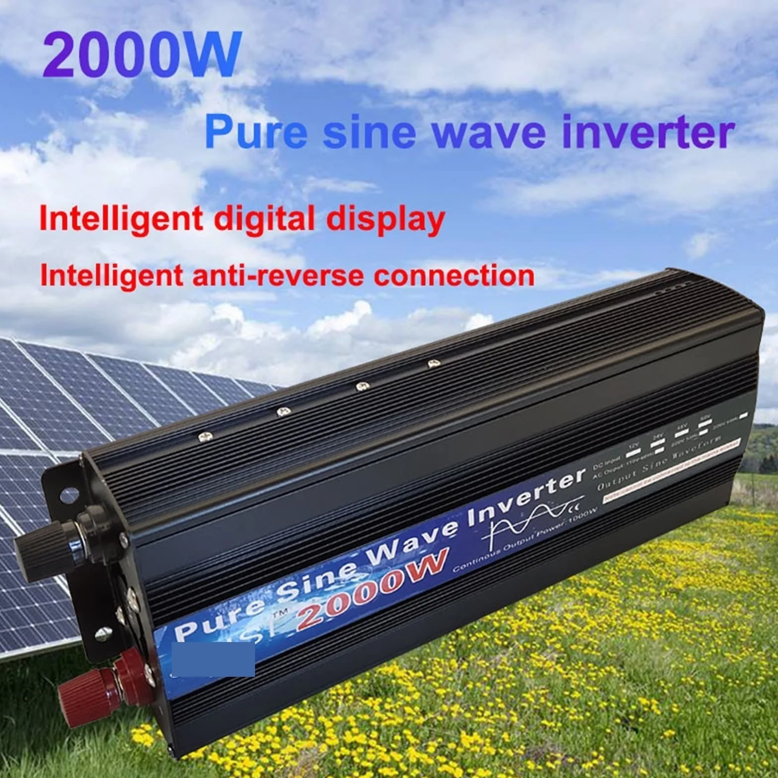 Falownik z czystą sinusoidą, Przetwornica czystej fali sinusoidalnej 1000W 1600W 2000W DC 12V / 24V 50Hz 60Hz przetwornica napięcia domowy konwerter samochodowy energia słoneczna(2600W,12V)