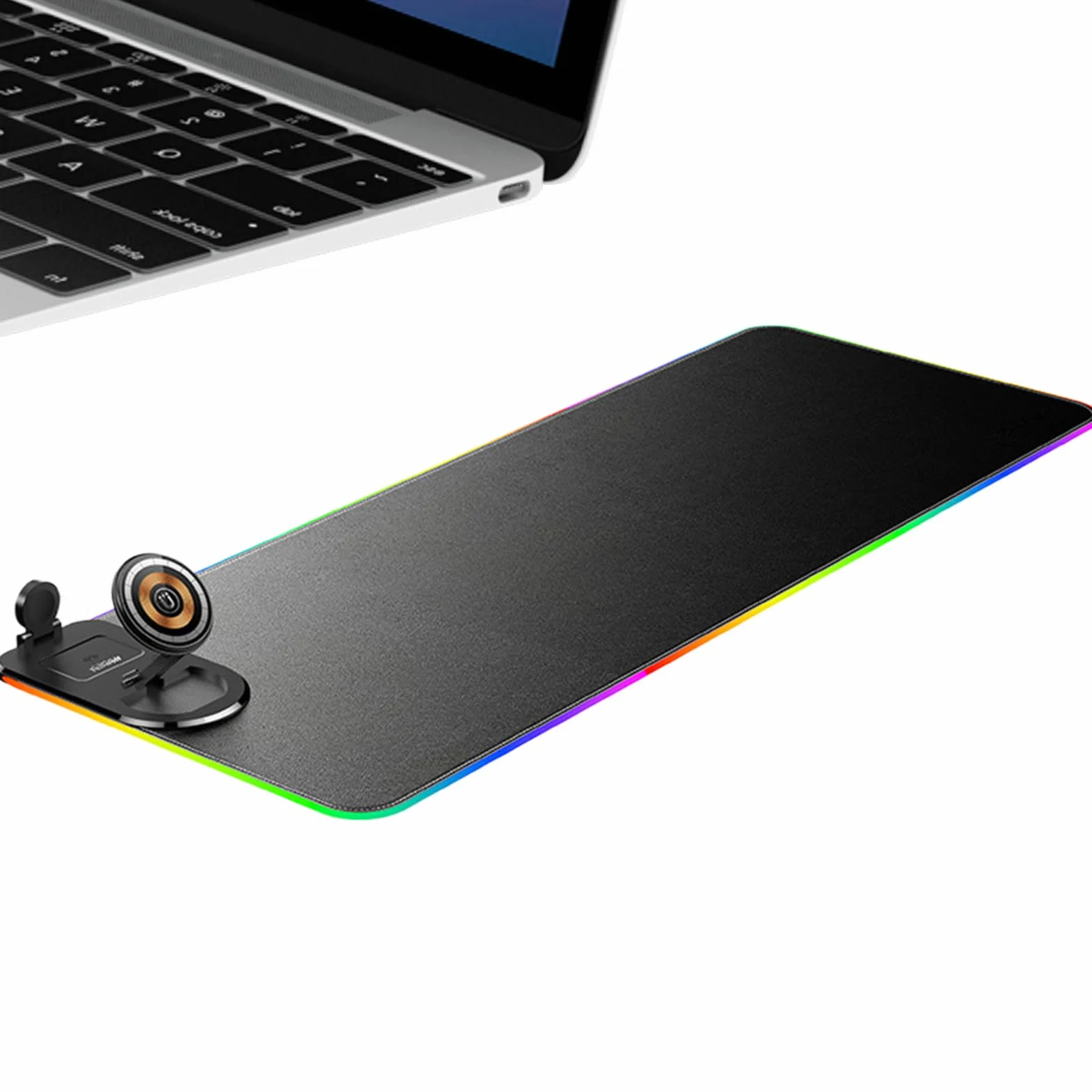 Podkładka Biurkowa z Ładowarką Bezprzewodową Gumowa Mata 15W | Bardzo Duża 80x30x0.4 cm Gumowa Podkładka RGB Do Gier, PC, Zegarka, Laptopa, Biura i