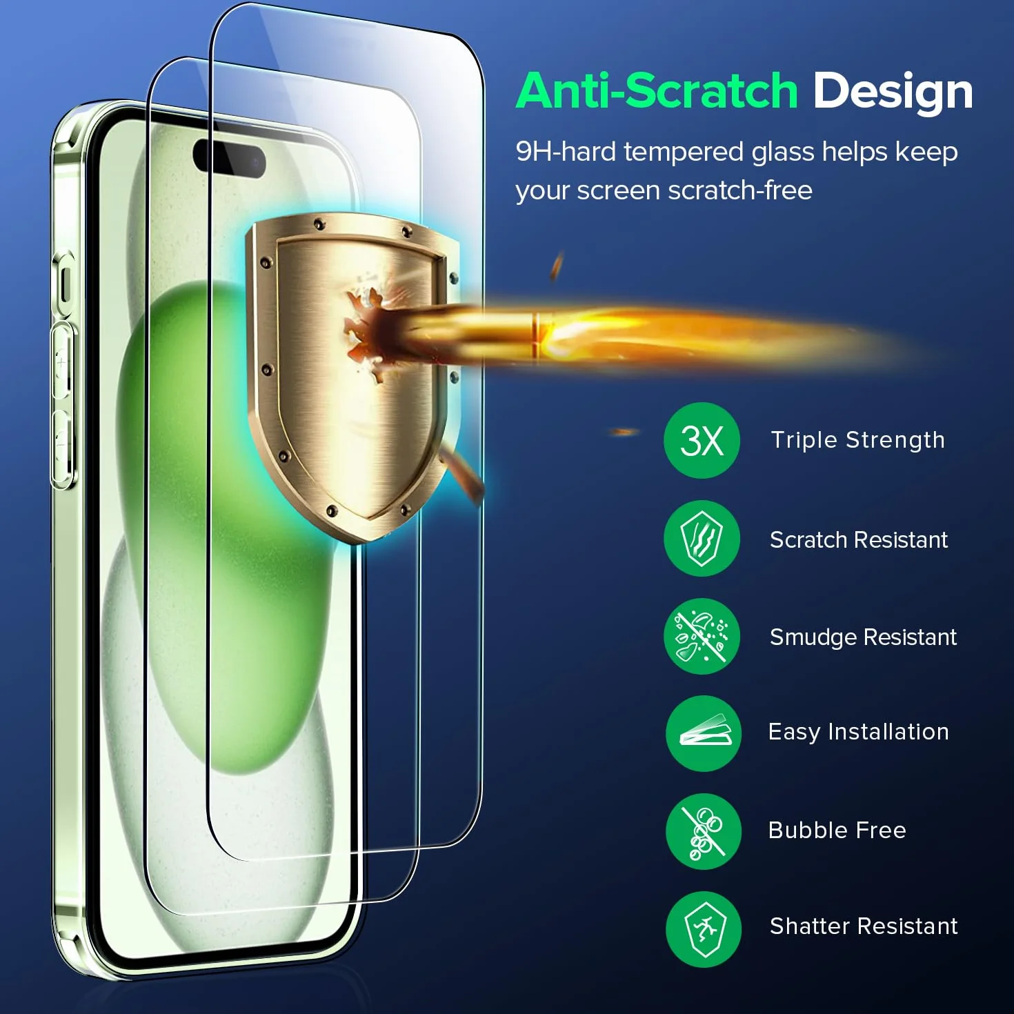 iVoler Zestaw 3 w 1 kompatybilny z iPhone 15 (6,1"). 1 etui + 2 szt. szkła hartowanego. Nie żółknie, ochrona aparatu, cienkie, przezroczyste i odporne na wstrząsy