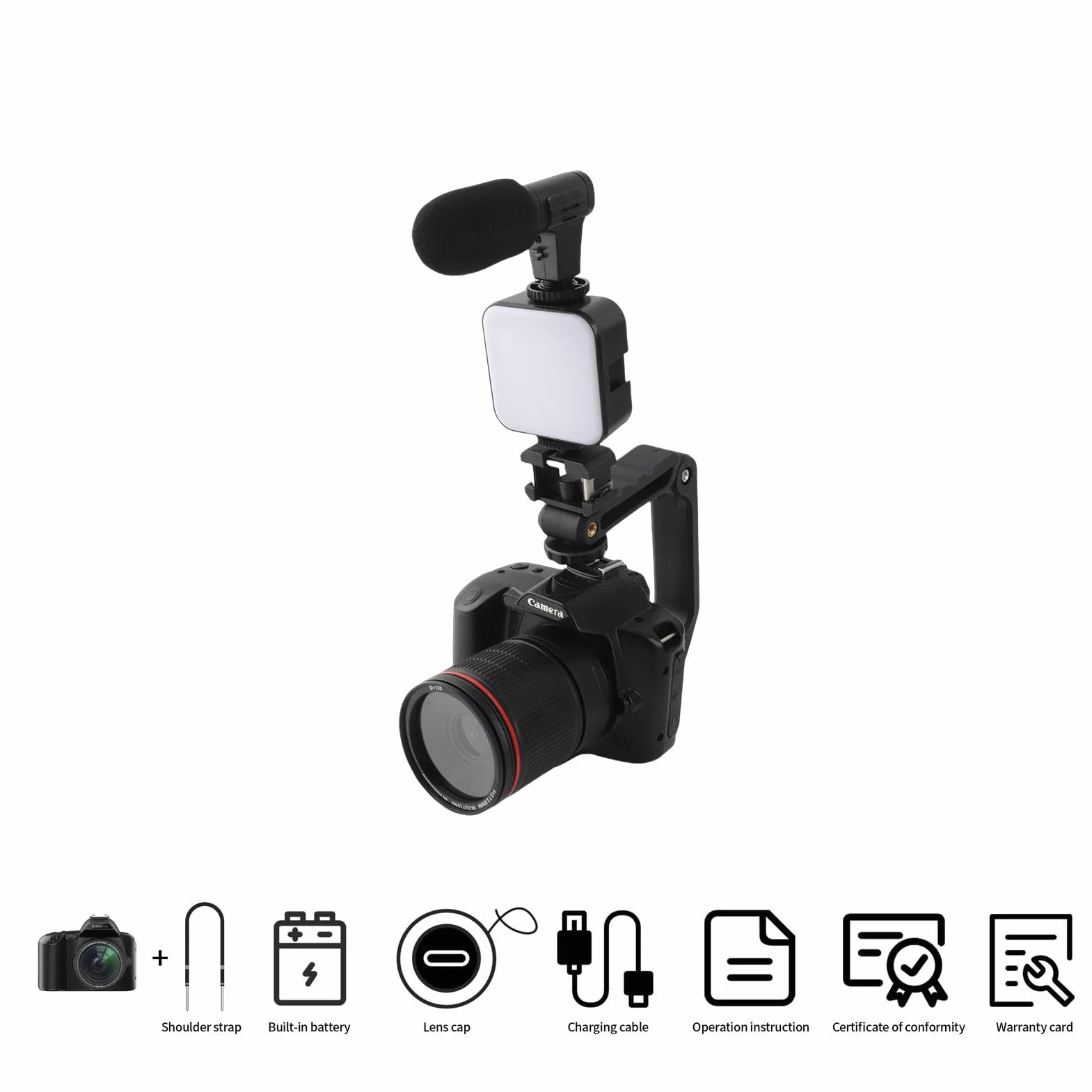 Cyfrowy Aparat Fotograficzny 4K 64MP HD Night View z 3-calowym Kolorowym Wyświetlaczem IPS, Wi-Fi, 16-krotnym Zoomem Cyfrowym, Szerokim Kątem 120 Stopni i światłem Wypełniającym