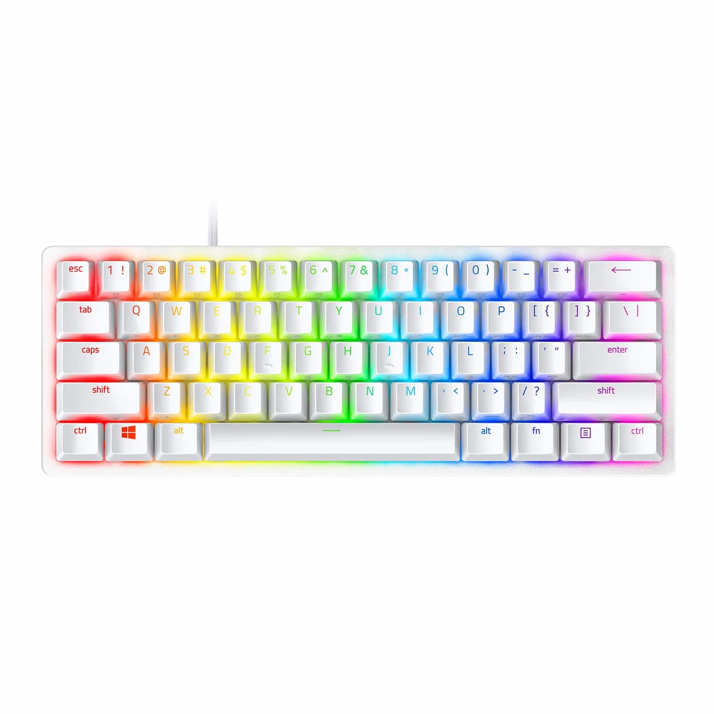 Razer Huntsman Mini (Purple Switch) – kompaktowa klawiatura do gier 60% (klikalne przełączniki optyczno-mechaniczne, podwójnie formowane klawisze PBT) Układ QWERTY US | Mercury