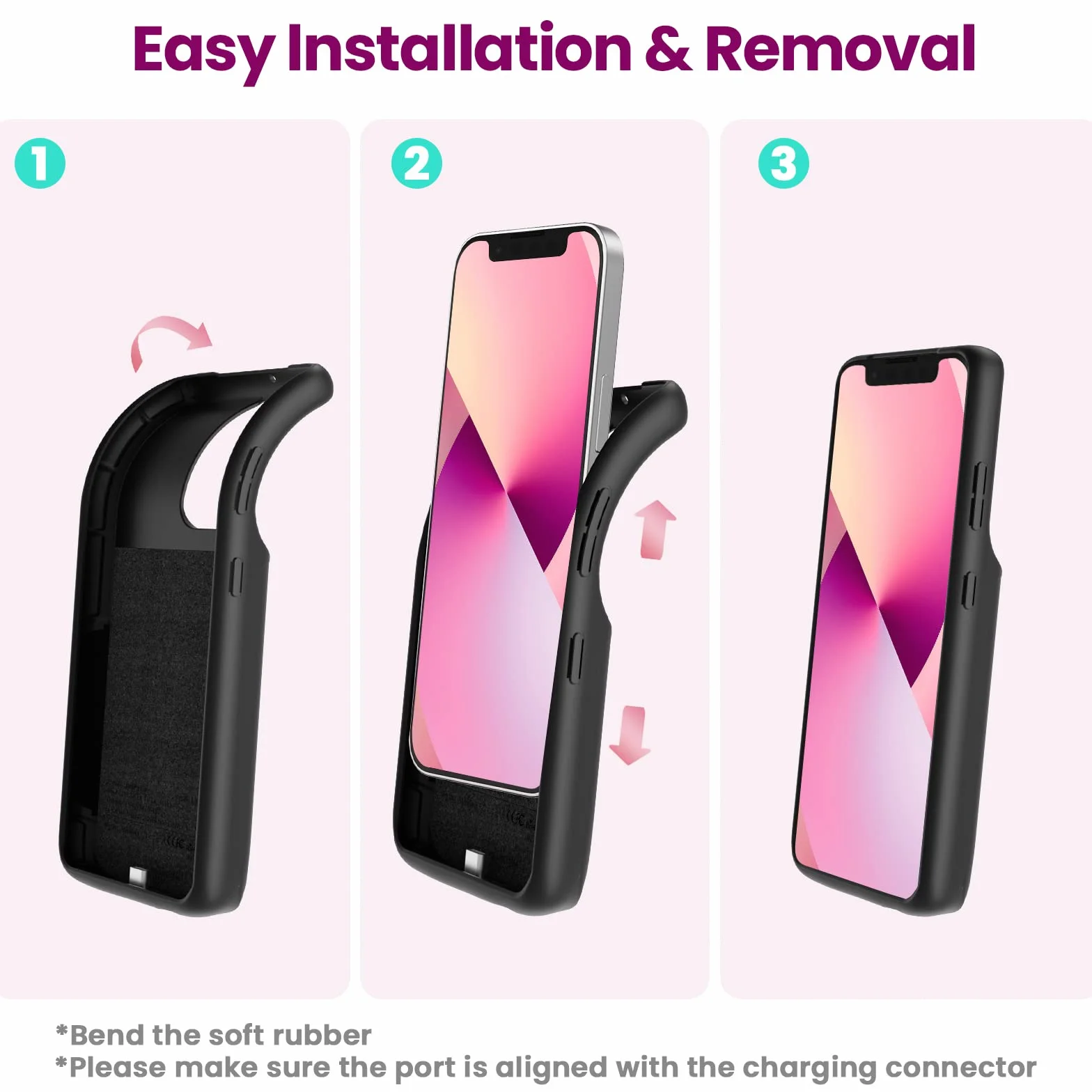 NEWDERY Etui na baterie do iPhone'a 12 Mini i iPhone'a 13 Mini, 4700 mAh, wąskie, przenośne etui ochronne do ładowania, przedłużone etui ładowarki do iPhone'a 12 Mini i iPhone'a 13 Mini (5,4 cala)