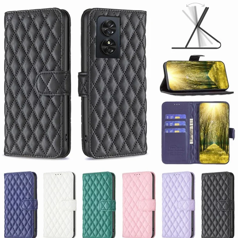 Generic etui kompatybilne z Samsung Galaxy S24 FE (kolor: fioletowy) siatka stylowy skórzany portfel z klapką magnetyczne etui tył silikonowy pokrowiec