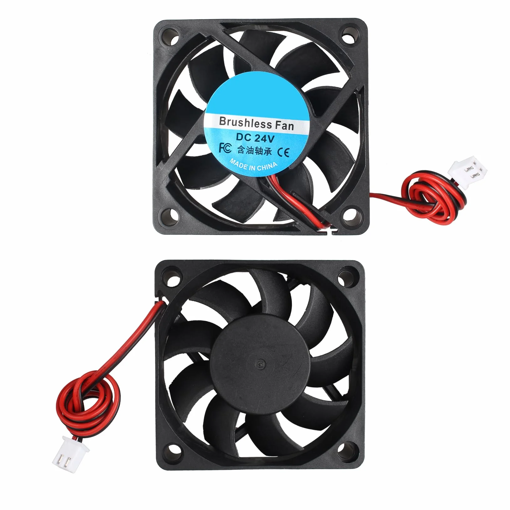 Jopto 6015 DC 24 V cichy wentylator chłodzący 60 x 60 x 15 mm system procesora komputerowego radiator bezszczotkowy wentylator z 2-pinowym złączem do drukarki 3D, obudów komputerowych, procesorów