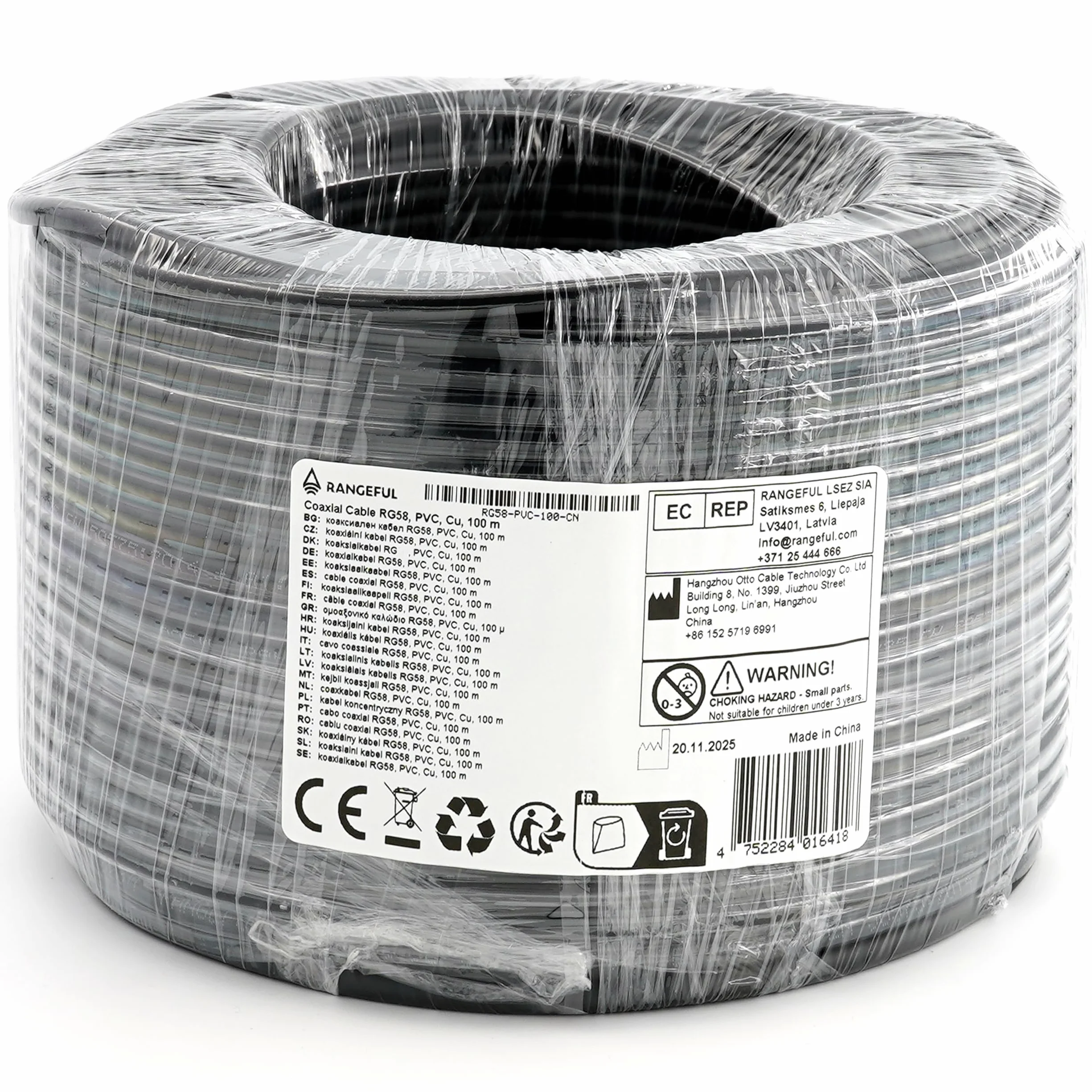 RG58 CU 100m Kabel koncentryczny RF 50ohm — RG58CU kompatybilny ze SMA BNC TNC PL259 typu N — do WiFi VHF UHF CB HAM Radio Router Antena 4G 5G 6G