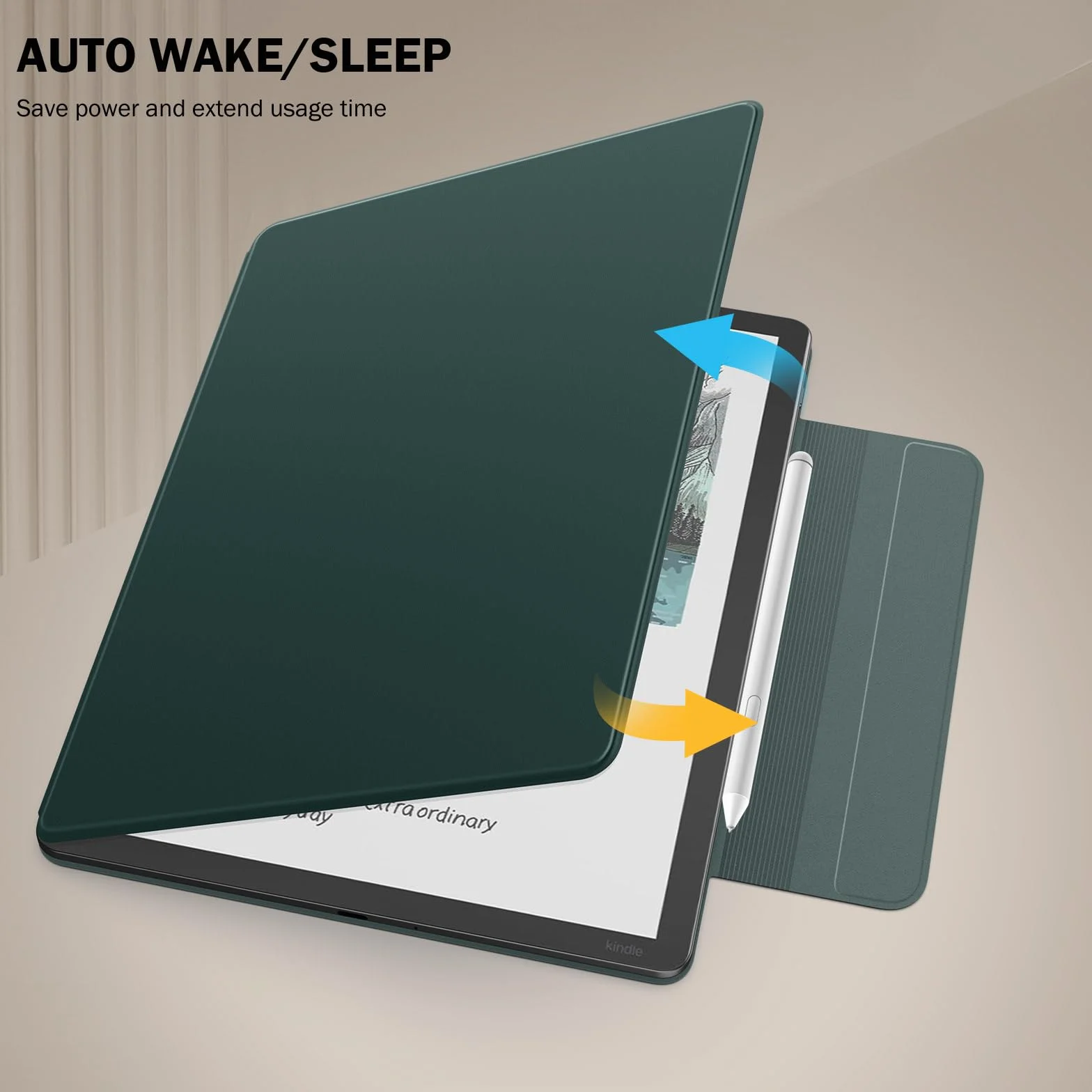 MoKo Magnetic Case for 11" Kindle Scribe 3rd & Colorsoft 1st Midnight Green | Strong Magnetic,Slim Folio Premium PU Leather Cover with Pen Clasp & Auto Sleep Wake for 2025 Kindle Scribe Case