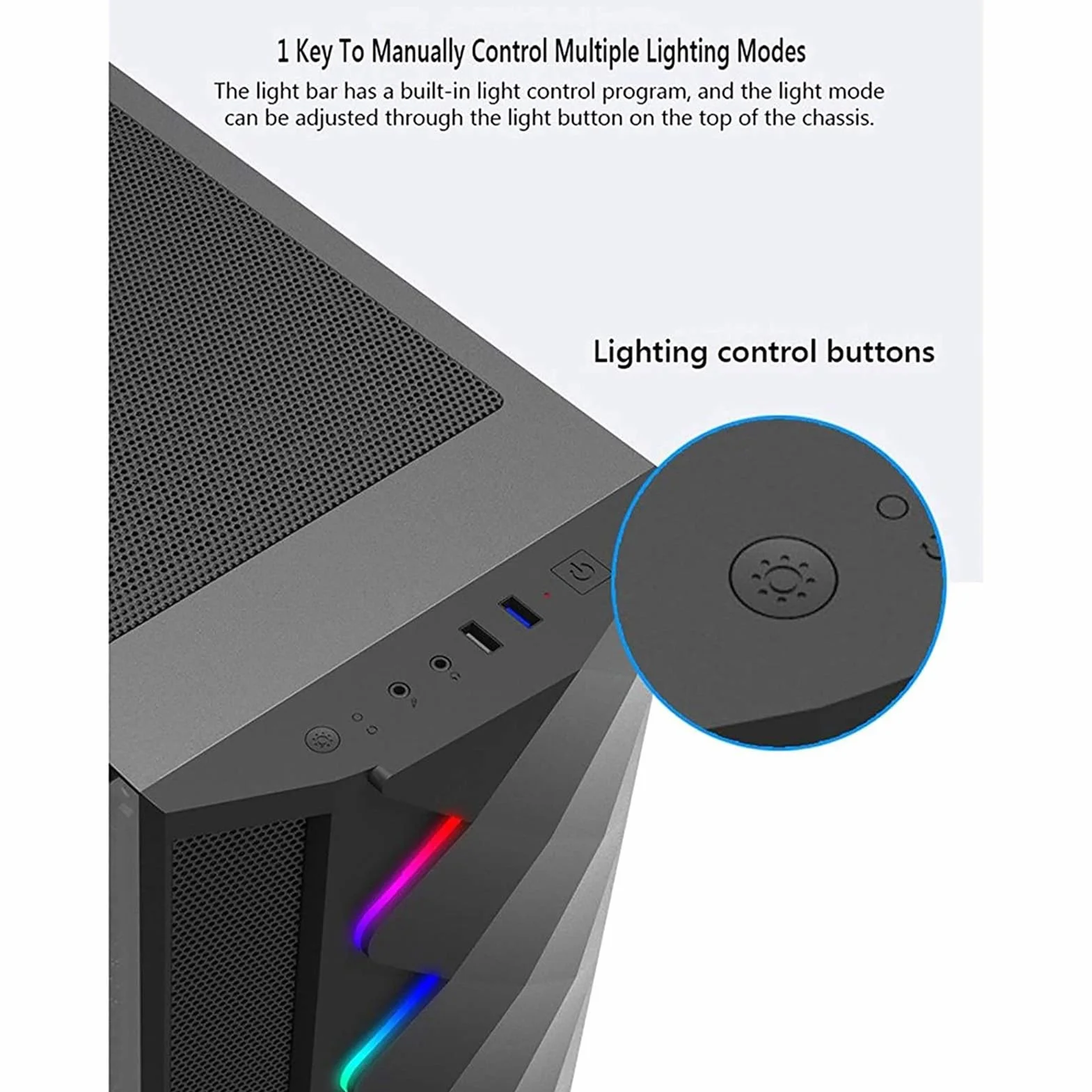 Obudowa Komputera Typu Mid-Tower E-ATX/ATX/M-ATX, Panel Boczny Ze Szkła Hartowanego, Przedni Panel Z Siatki, Obudowa Komputera Stacjonarnego, Tryb Oświetlenia RGB(Black)