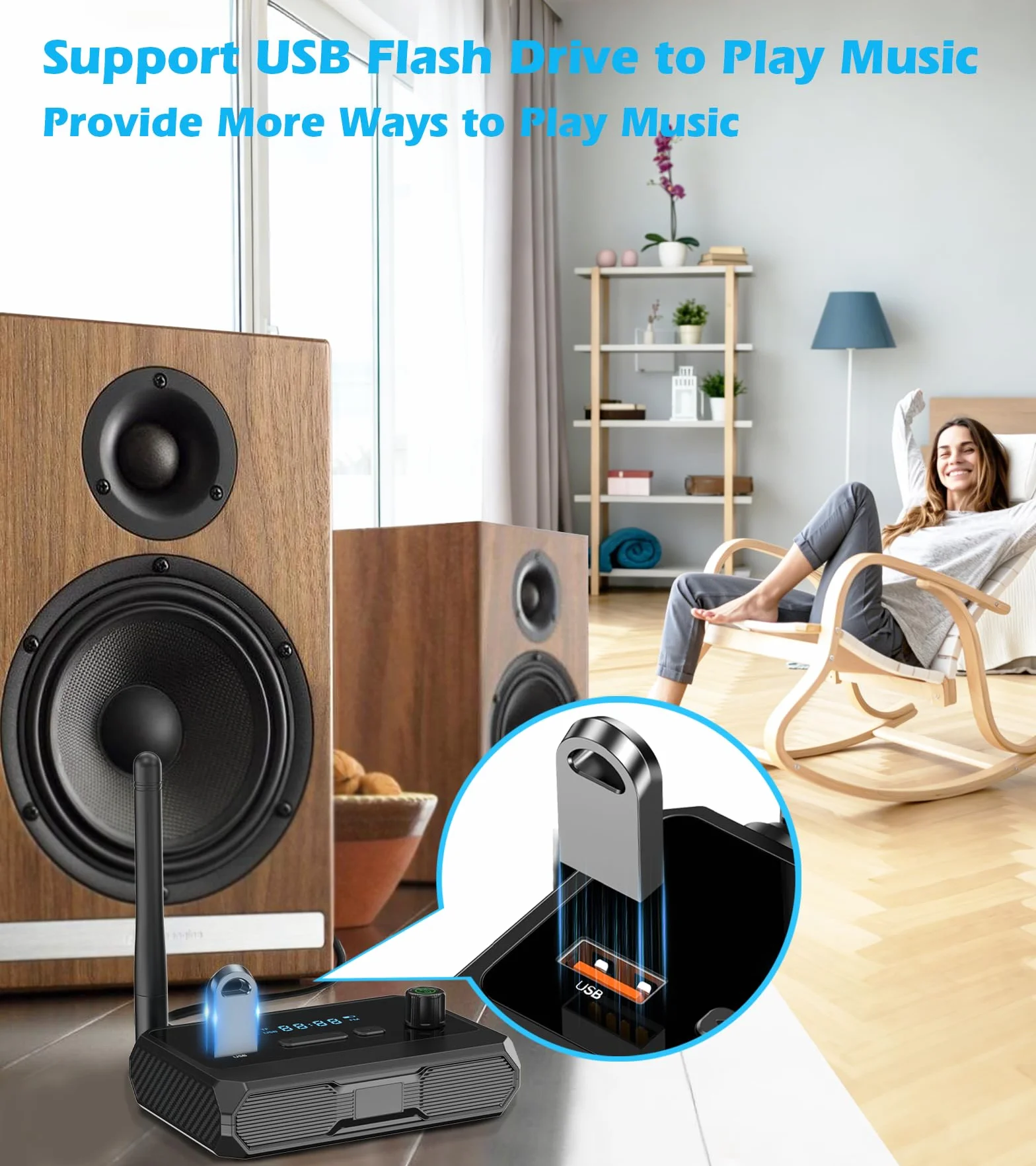 KAIY Odbiornik Bluetooth 5.3 do domowego stereo, niskie opóźnienia i muzyka HD, adapter Bluetooth na RCA, do stereo, głośników, przewodowych głośników, domowego systemu strumieniowego przesyłania