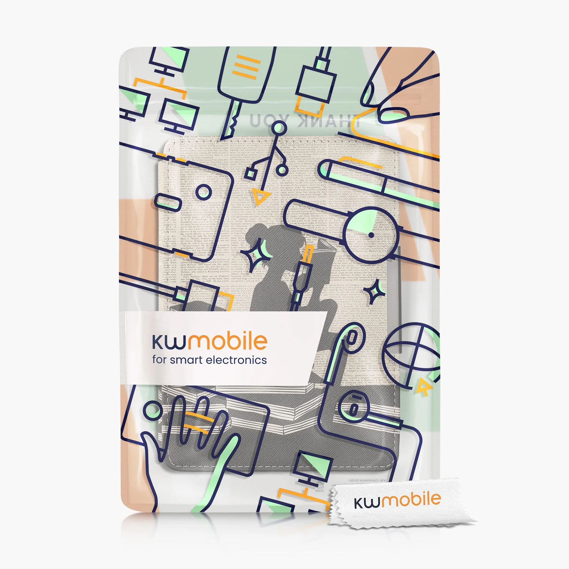 kwmobile Etui z klapką do czytnika e-booków Amazon Kindle Paperwhite (do modeli do 2017) – czytelna kobieta, czarno-beżowe