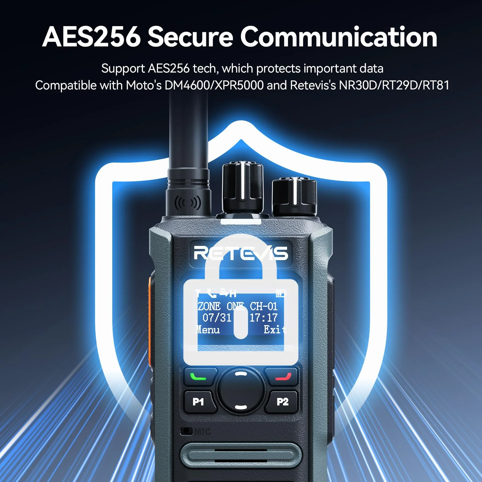Retevis MateTalk P3 Dwukierunkowe Radiotelefony DMR ze Słuchawką, Szybkie Ładowanie, Krótkofalówki o Dużym Zasięgu, Połączenia Grupowe, Ekran LCD, Komercyjne Cyfrowe Radio dla Szkół (4 sztuki)