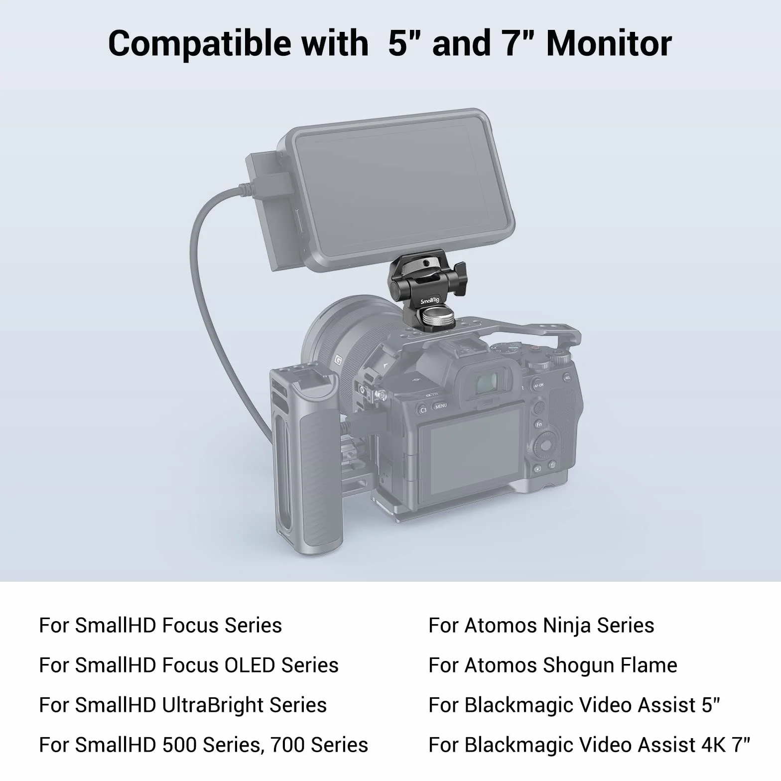 SMALLRIG Regulowany Uchwyt Monitora Kamery w Stylu dla ARRI (Aktualizacja), Obracany o 360° i Pochylany o 180° Uchwyt Monitora Anti-Twist Support Monitor Polowy 5" i 7" - 2903B