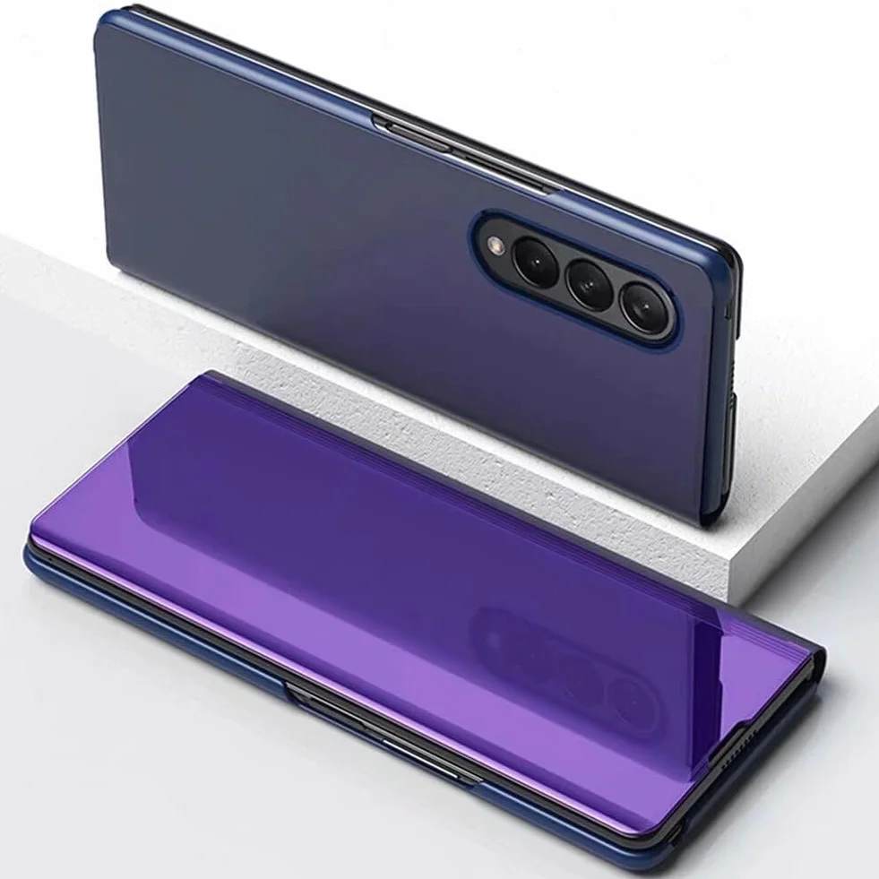 Etui do Samsung Galaxy Z Fold 7, etui z klapką z funkcją stojaka, PC/PU, półprzezroczysty, odporny na wstrząsy, etui ochronne na telefon Samsung Galaxy Z Fold 7, fioletowe