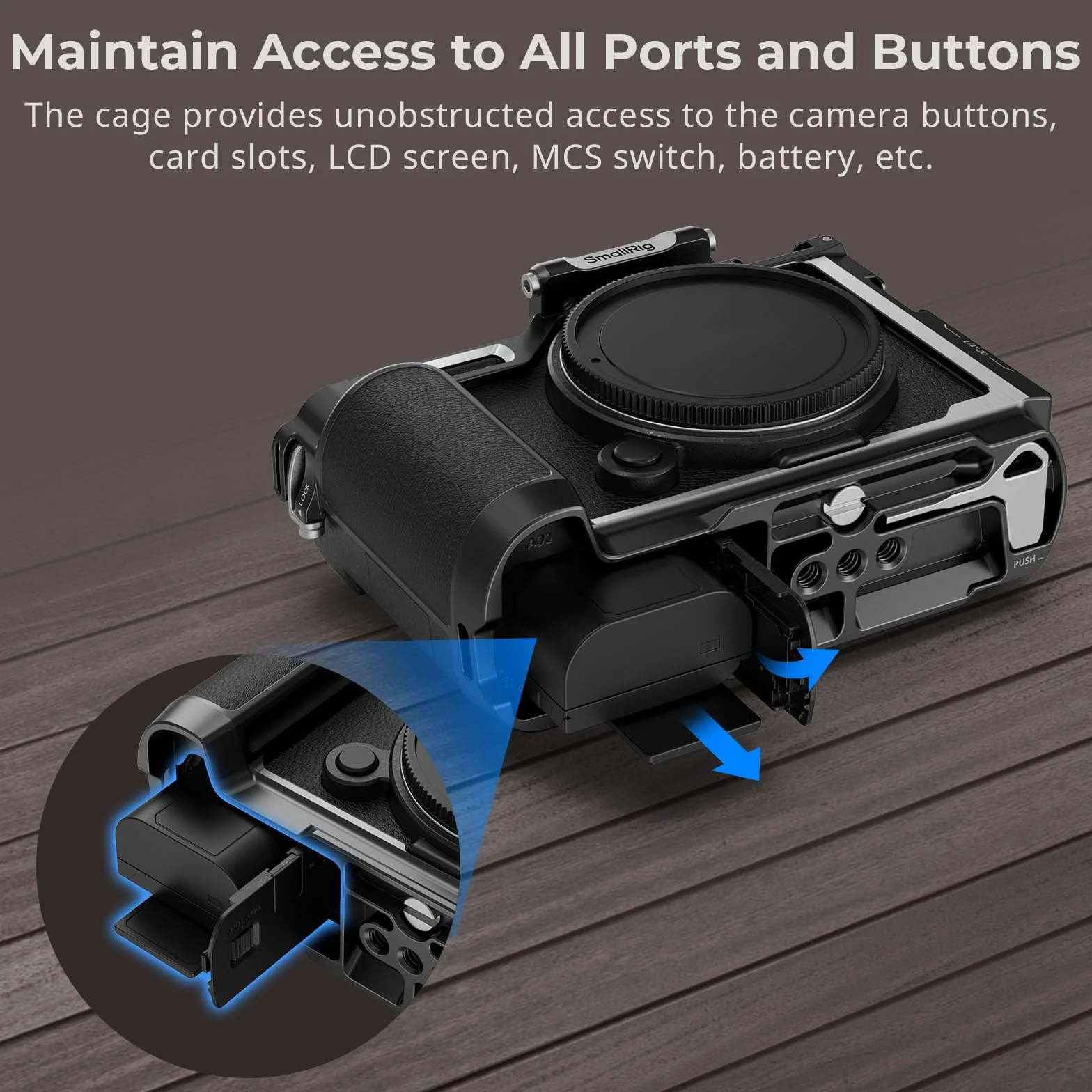 SMALLRIG Cage dla Panasonic LUMIX S9, Pełna Klatka ze Stopu Aluminium, z Płytką Szybkiego Montażu dla Arca-Swiss i Mocowaniem na Zimną Stopkę do Mikrofonu i Oświetlenia, z Otworami Gwintowanymi - 4515