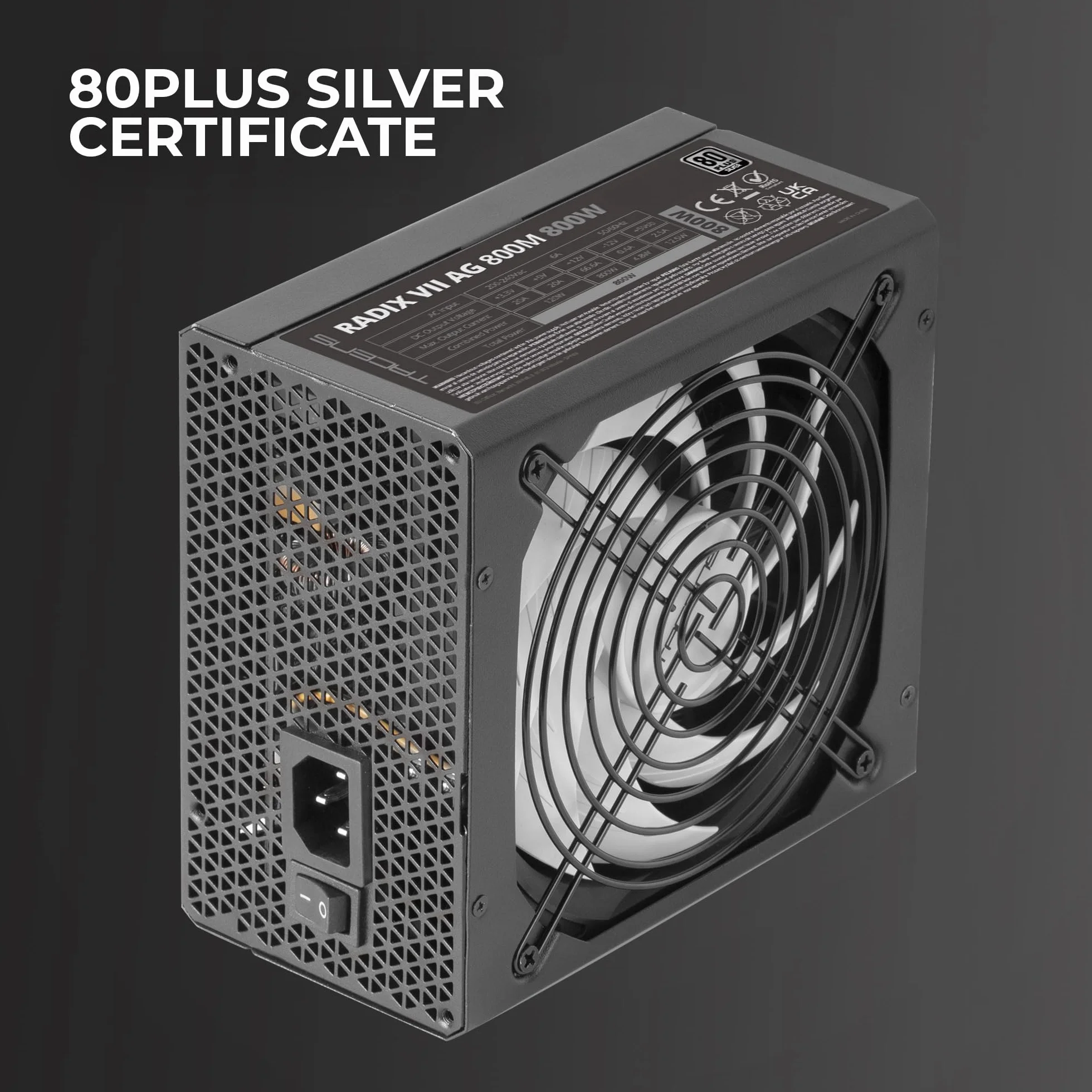 Tacens RADIX VII AG 800, Full Modularny Zasilacz ATX 800W, 10 Lat Gwarancji, 80Plus Silver, Sprawność +87%, Wentylator 140mm FDB z Technologią AI-RPM, Japońskie Kondensatory 105º, Czarny