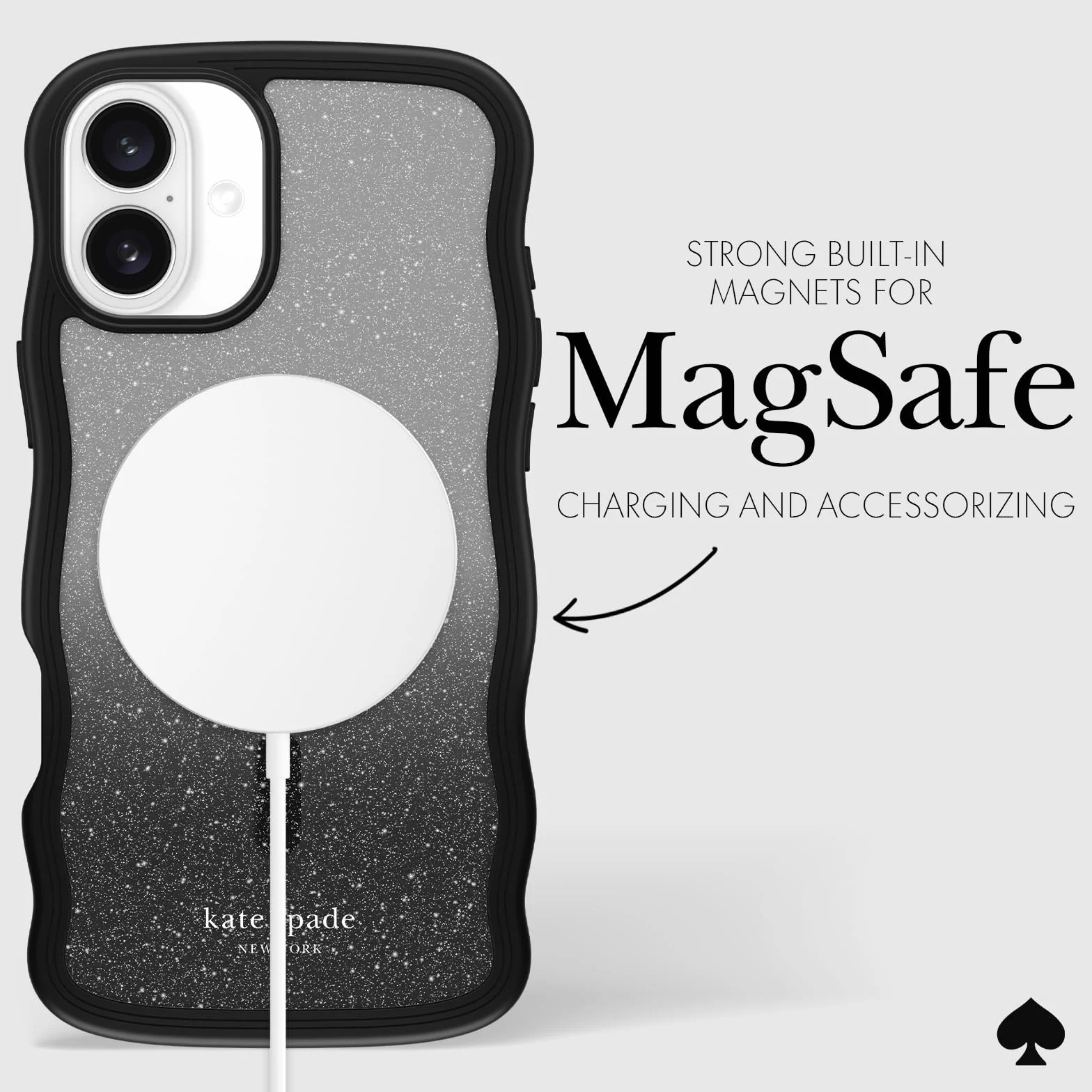 Kate Spade New York Etui na iPhone'a 16 Plus – kompatybilne z MagSafe – designerskie etui na telefon – falista noc
