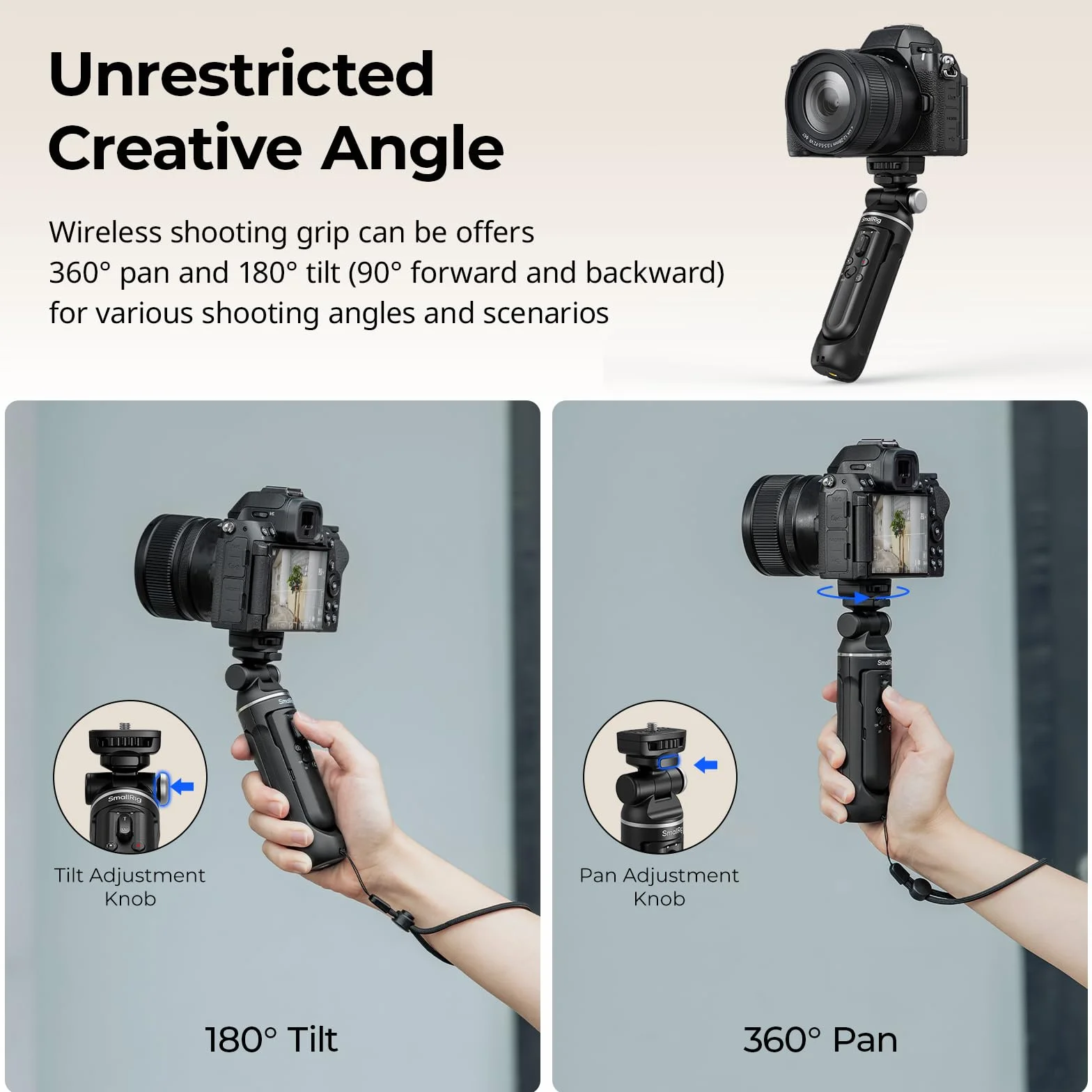 SMALLRIG SR-RG2 Wielofunkcyjny bezprzewodowy uchwyt do zdjęć, regulowany kijek do selfie, pilot zdalnego sterowania do Canon, do Sony, do vlogowania, transmisji na żywo- 4551