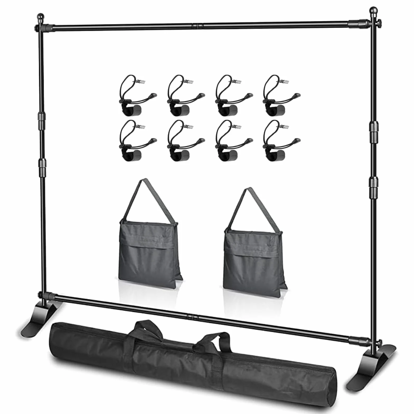 EMART 3 x 2,4 m (szer. x wys.) stojak na baner do zdjęć wytrzymały - regulowany teleskopowy stojak wystawowy do profesjonalnej budki fotograficznej, zestaw stojaków na tło
