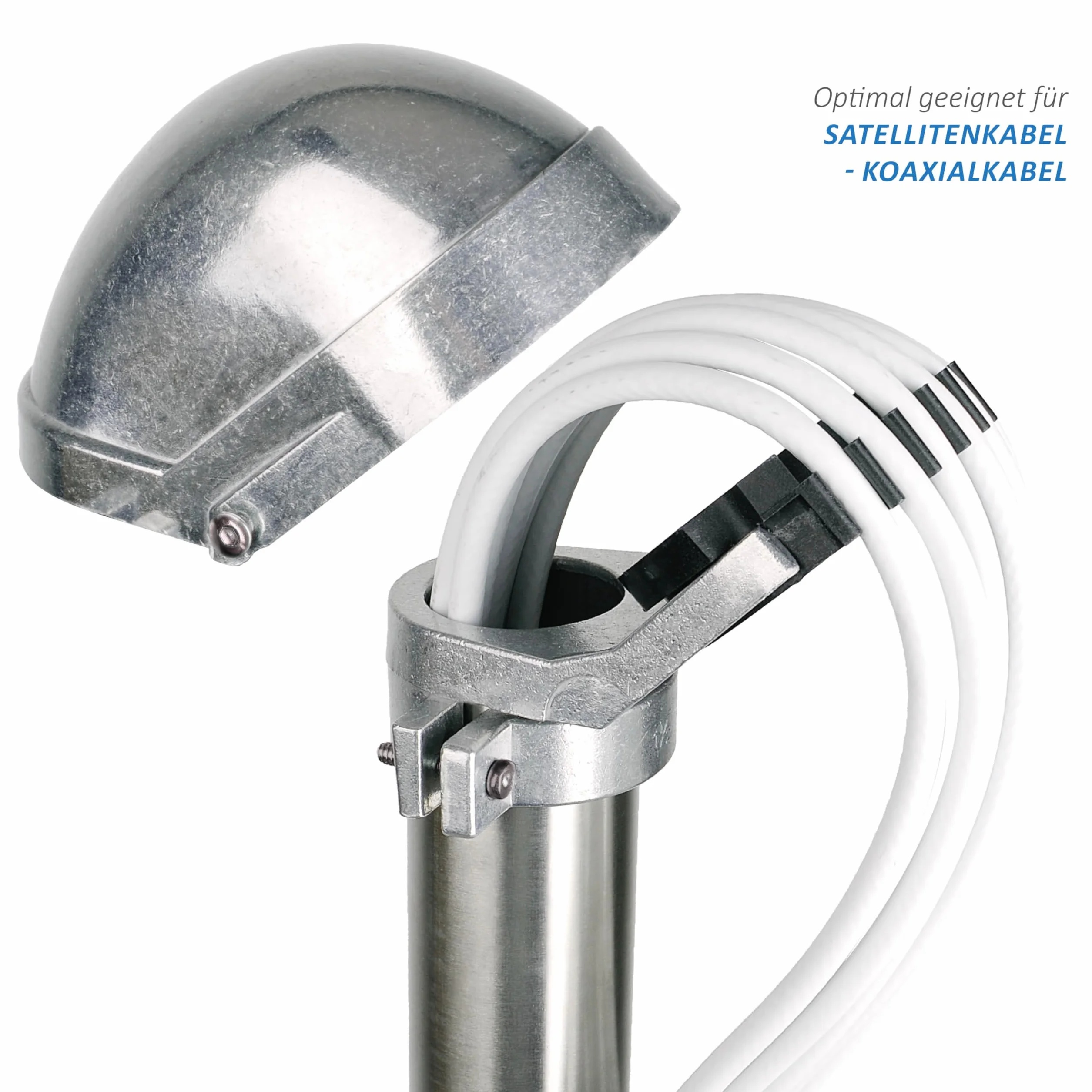 Nasadka masztu - Maka 50 ALU - niezniszczalny odlew ciśnieniowy aluminiowy - najwyższa jakość - z wejściem na kabel