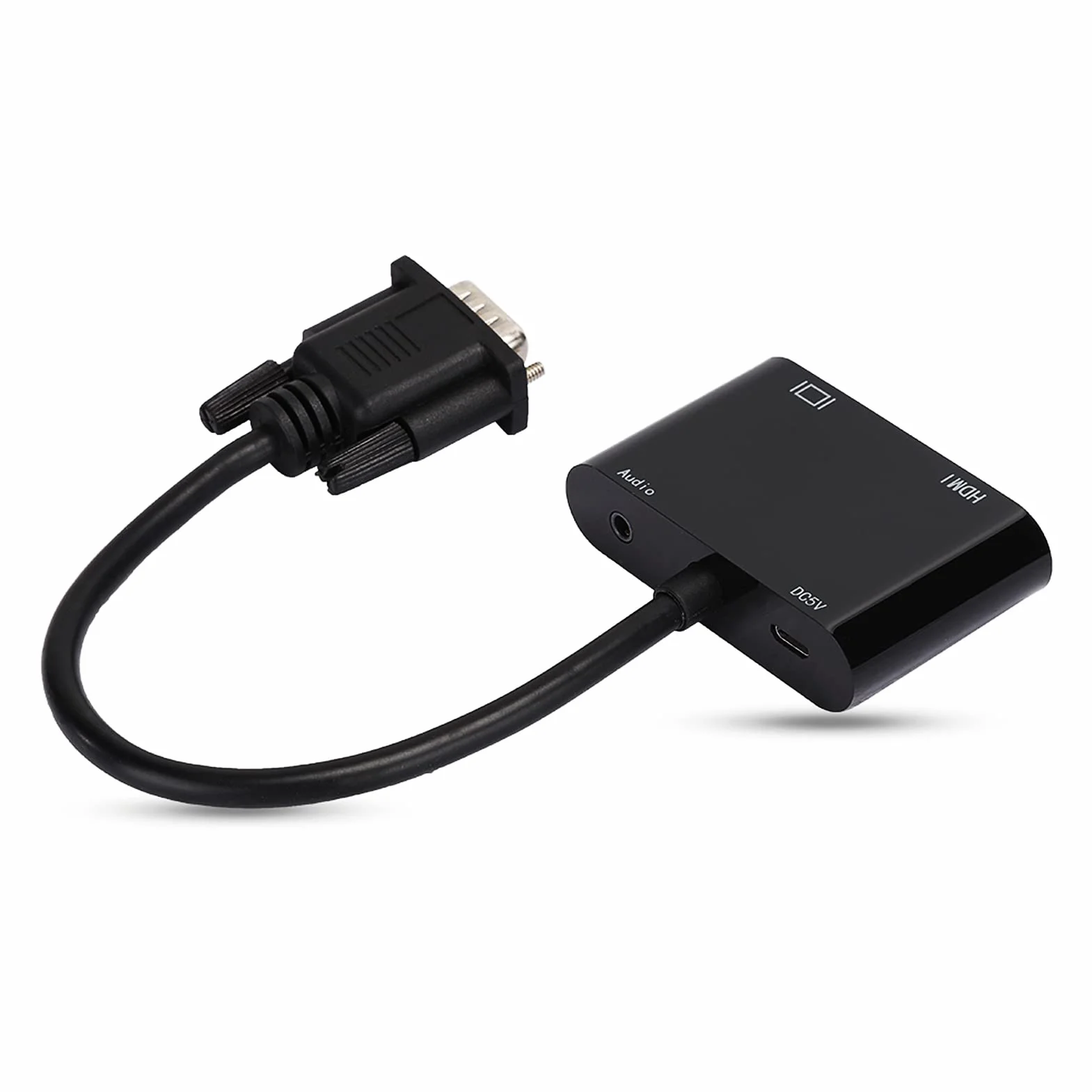 Adapter VGA na HDMI 1080P konwerter z dźwiękiem stereo 3.5 mm do telewizora laptopa monitora