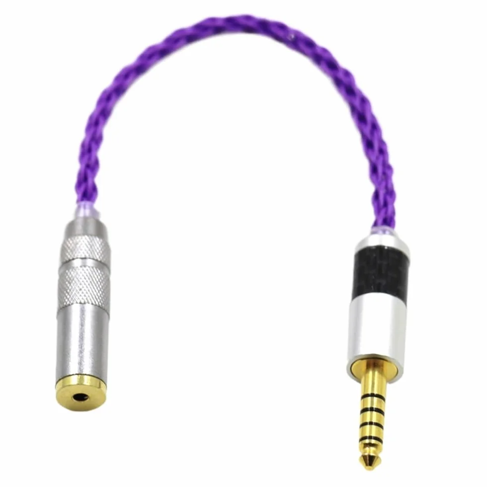 HiFi 4,4 mm zbalansowany adapter do słuchawek kabel audio 4,4 do 2,5 mm męski na żeński fioletowy (1,5 m)