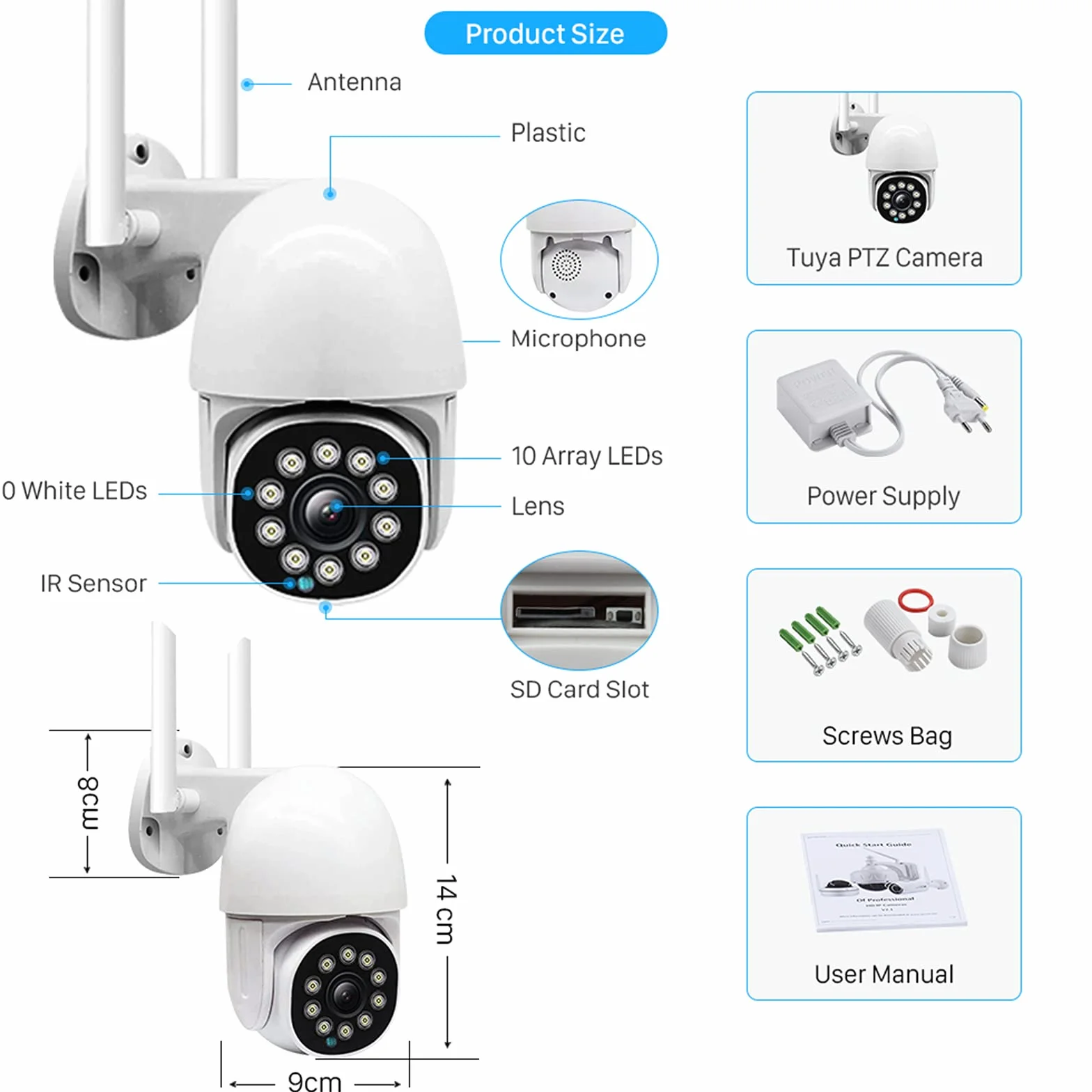 Kamera IP 3MP z 4-krotnym zoomem, WiFi Tuya Inteligentne automatyczne śledzenie domowej kamery bezpieczeństwa, kolorowy noktowizor zewnętrzny wodoodporny nadzór,Camera