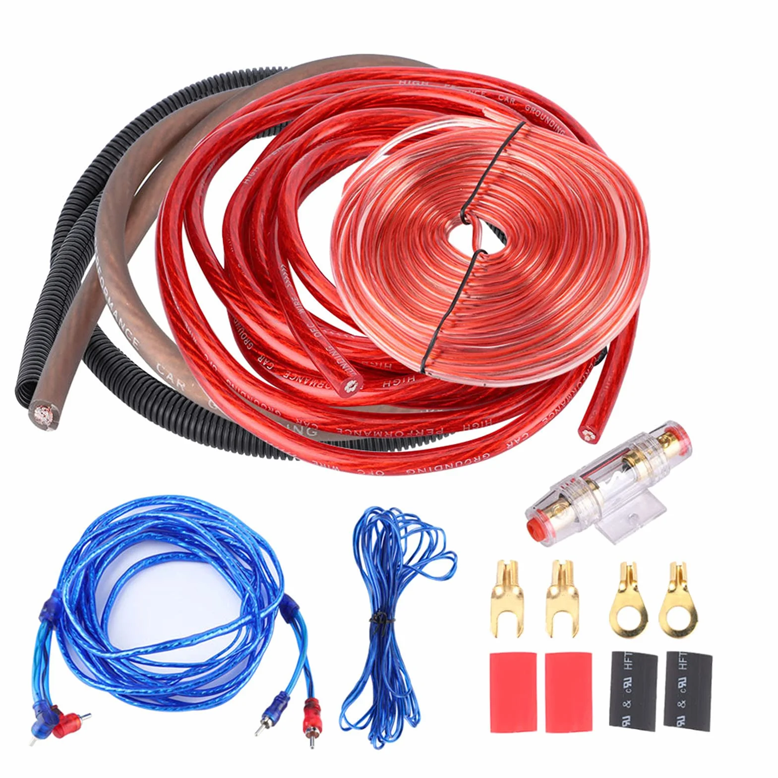 Zestaw okablowania do wzmacniacza samochodowego 2800 W, kable subwooferowe