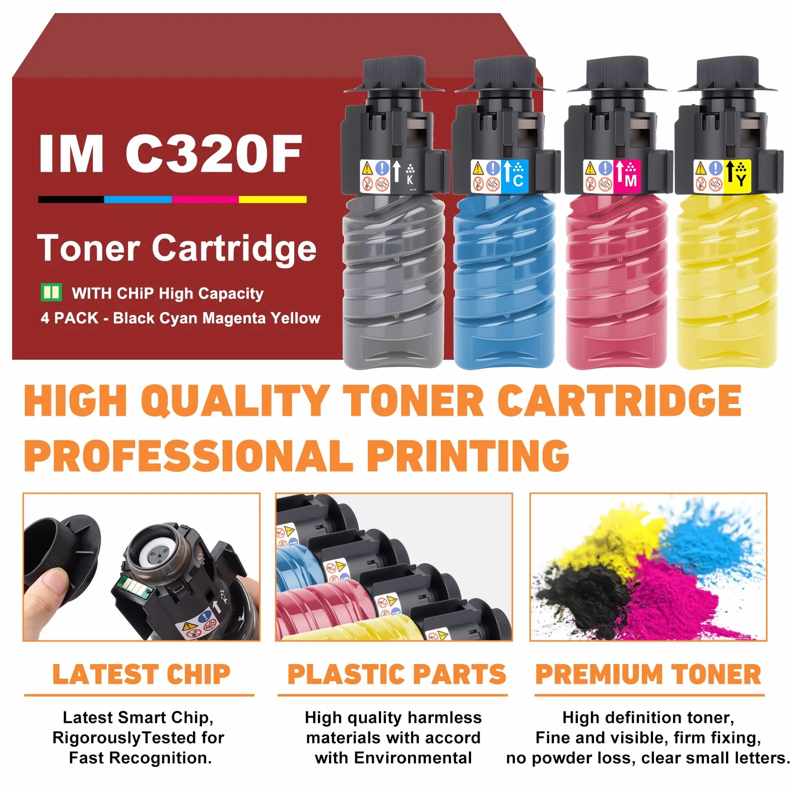 hehua IM C320F kartusze z tonerem kompatybilne z Ricoh IMC320F 842726 842727 842728 842729 toner do Ricoh IM C320F MC320FW PC375 toner żółty IM C320F 10 000 stron 1 żółty