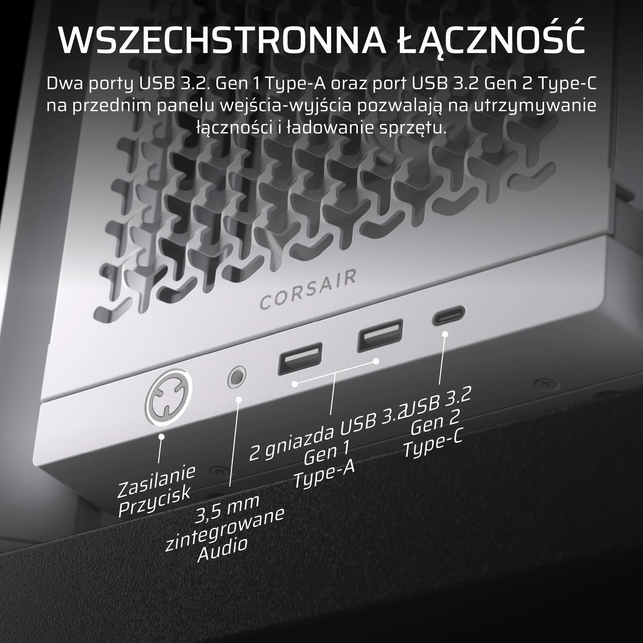 CORSAIR Modułowa obudowa PC 4000D RS Frame High Airflow Mid-Tower PC - 3 x wentylatory CORSAIR RS - system montażu wentylatora InfiniRail™ - pasuje do wielu grzejników 360 mm - kompatybilna z płytą